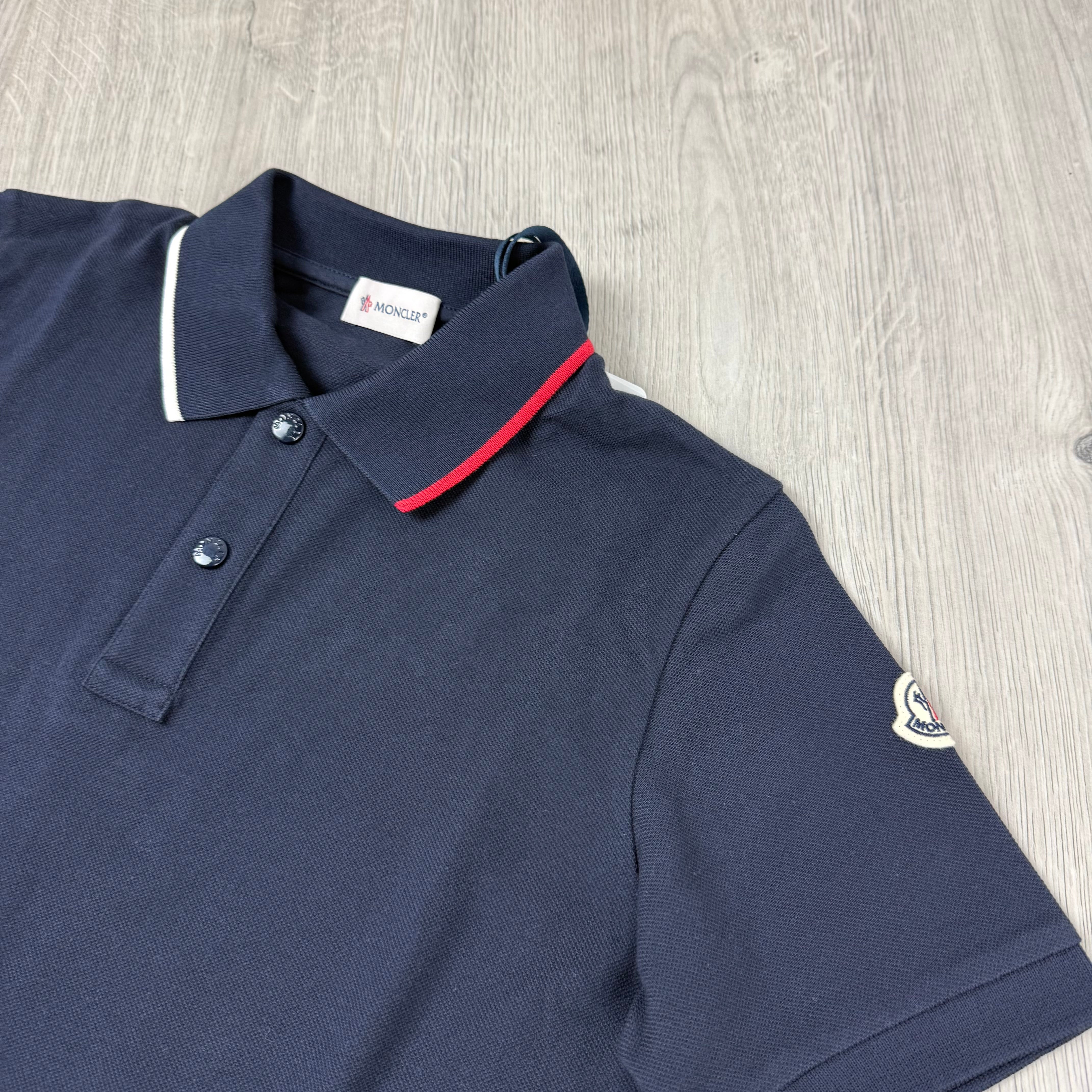 Moncler Junior Trim Polo Shirt - Navy
