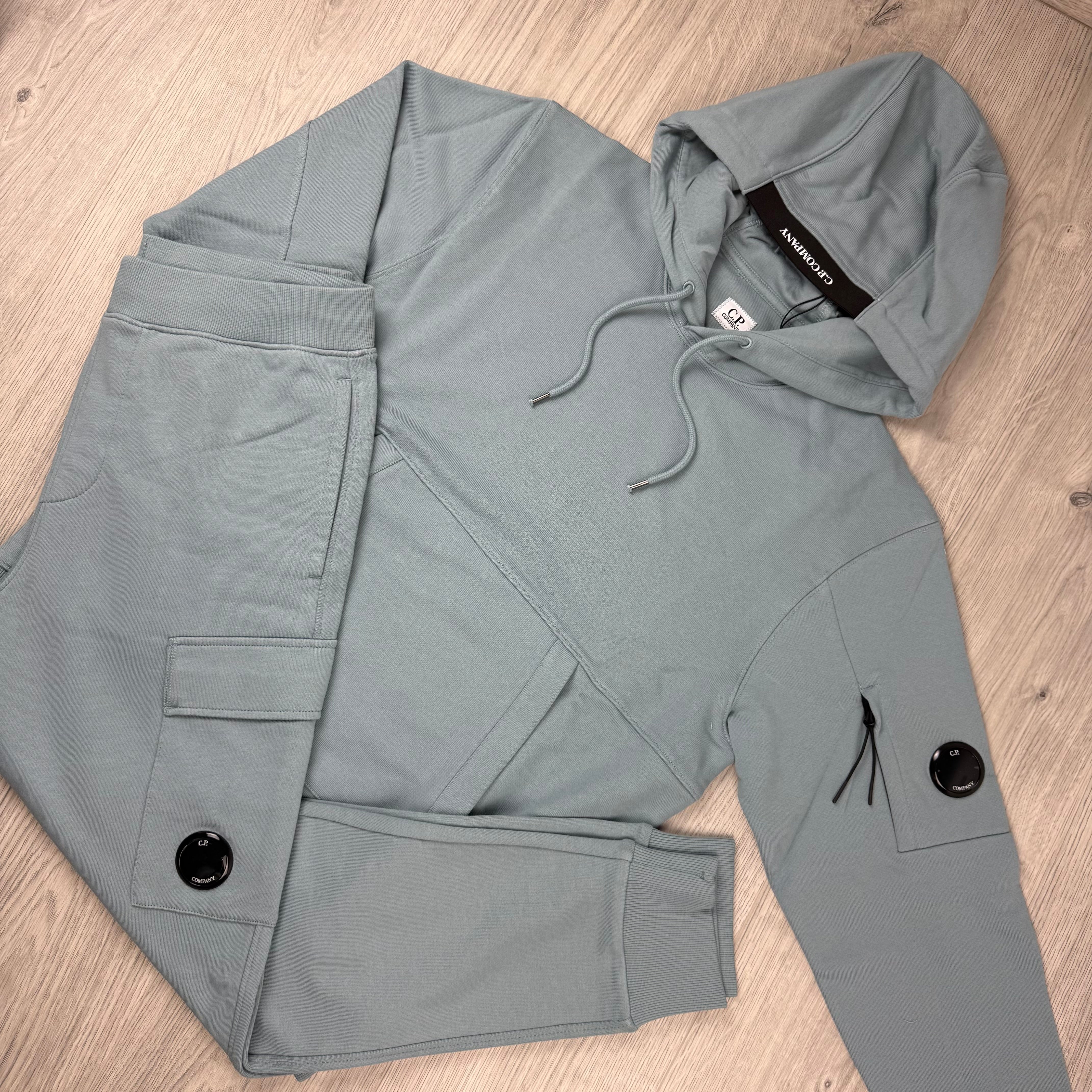 CP Company Raised Fleece Tracksuit - Silver Blue