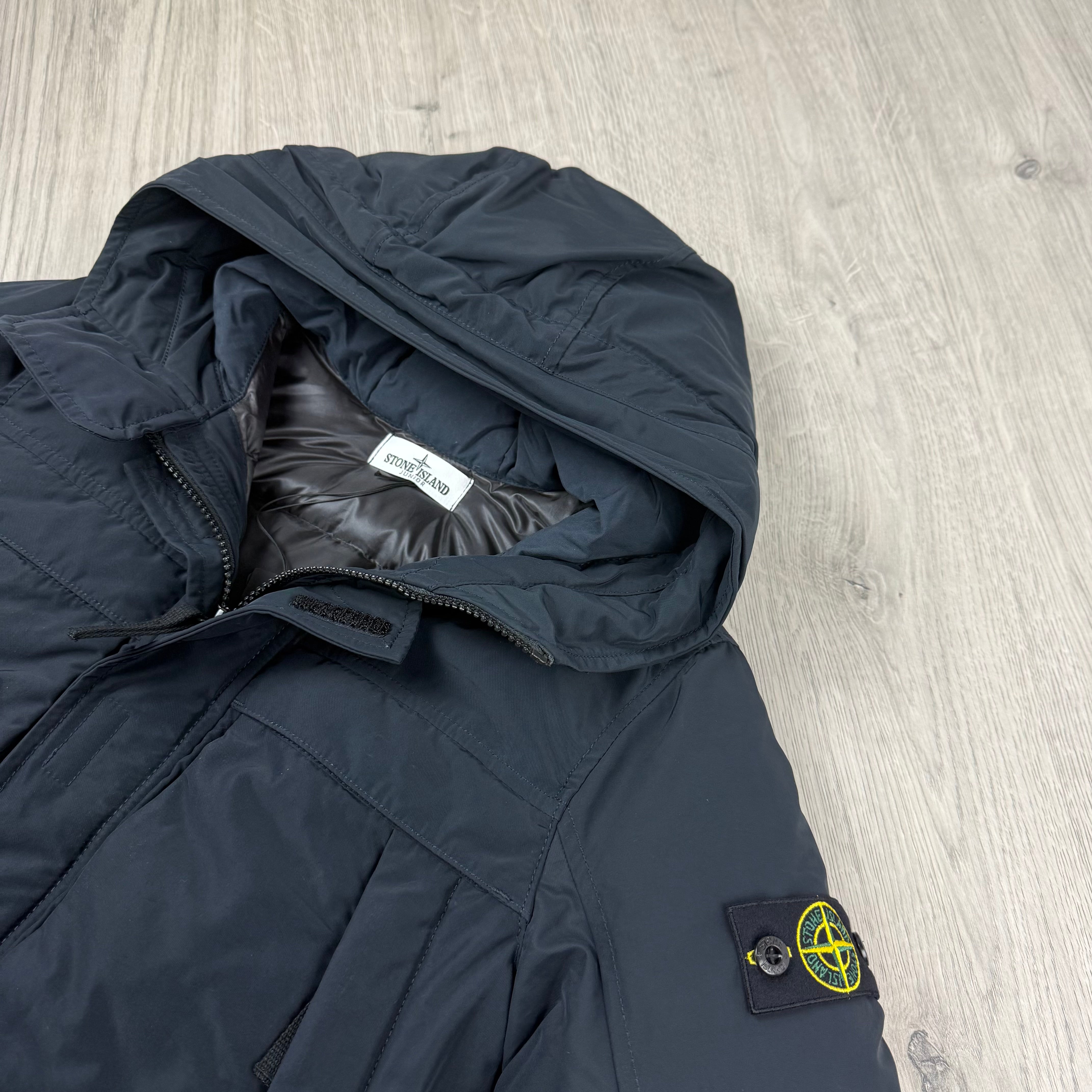 Stone Island Junior Crinkle Reps Down Jacket - Navy