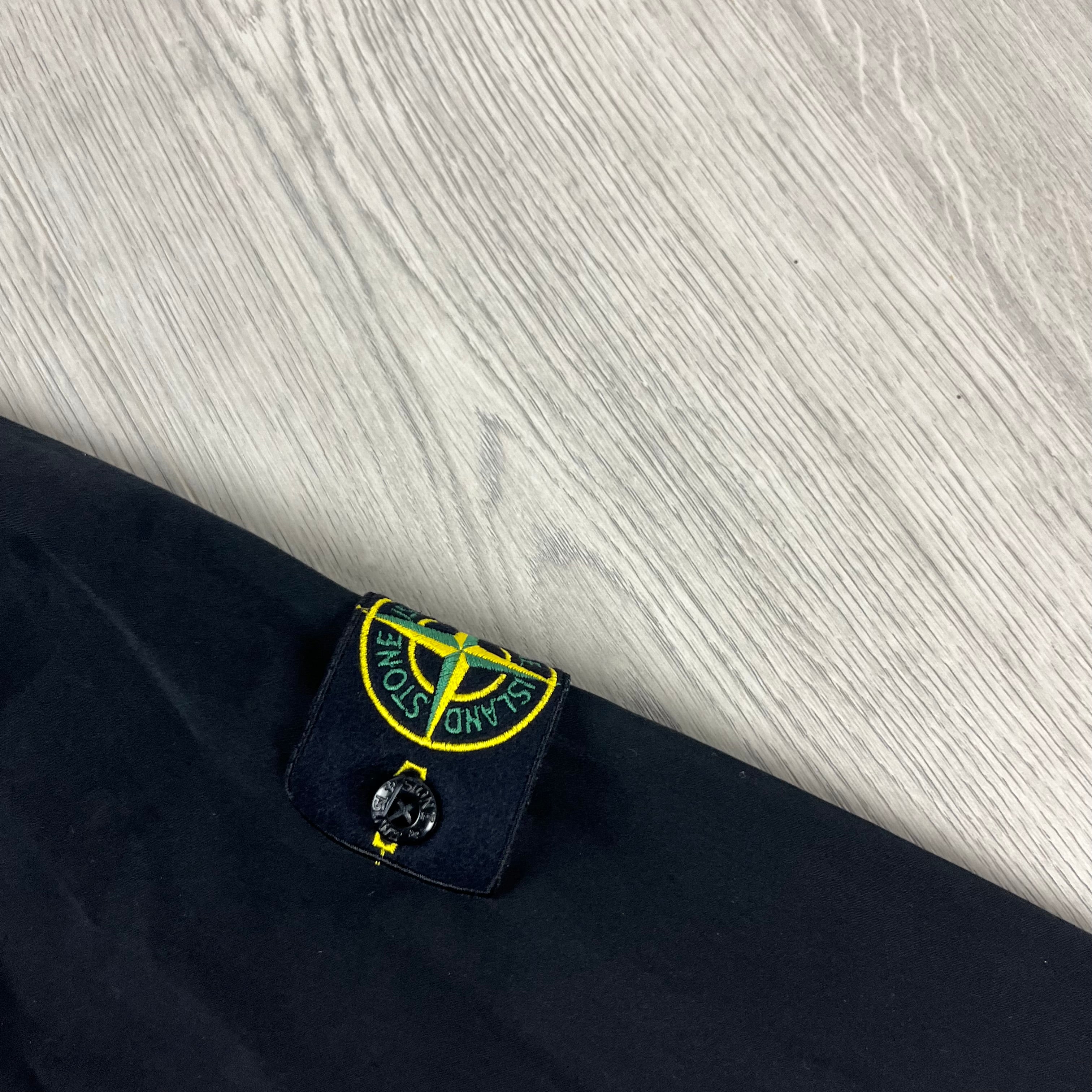 Stone Island Cotton Satin Overshirt in Black. On sale at Open Attire.