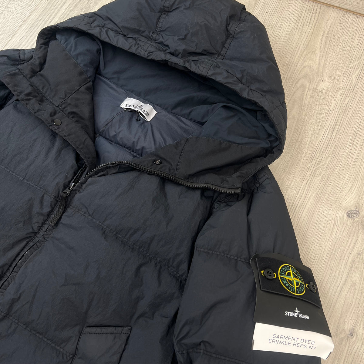 Stone Island Crinkle Reps Down Jacket - Navy