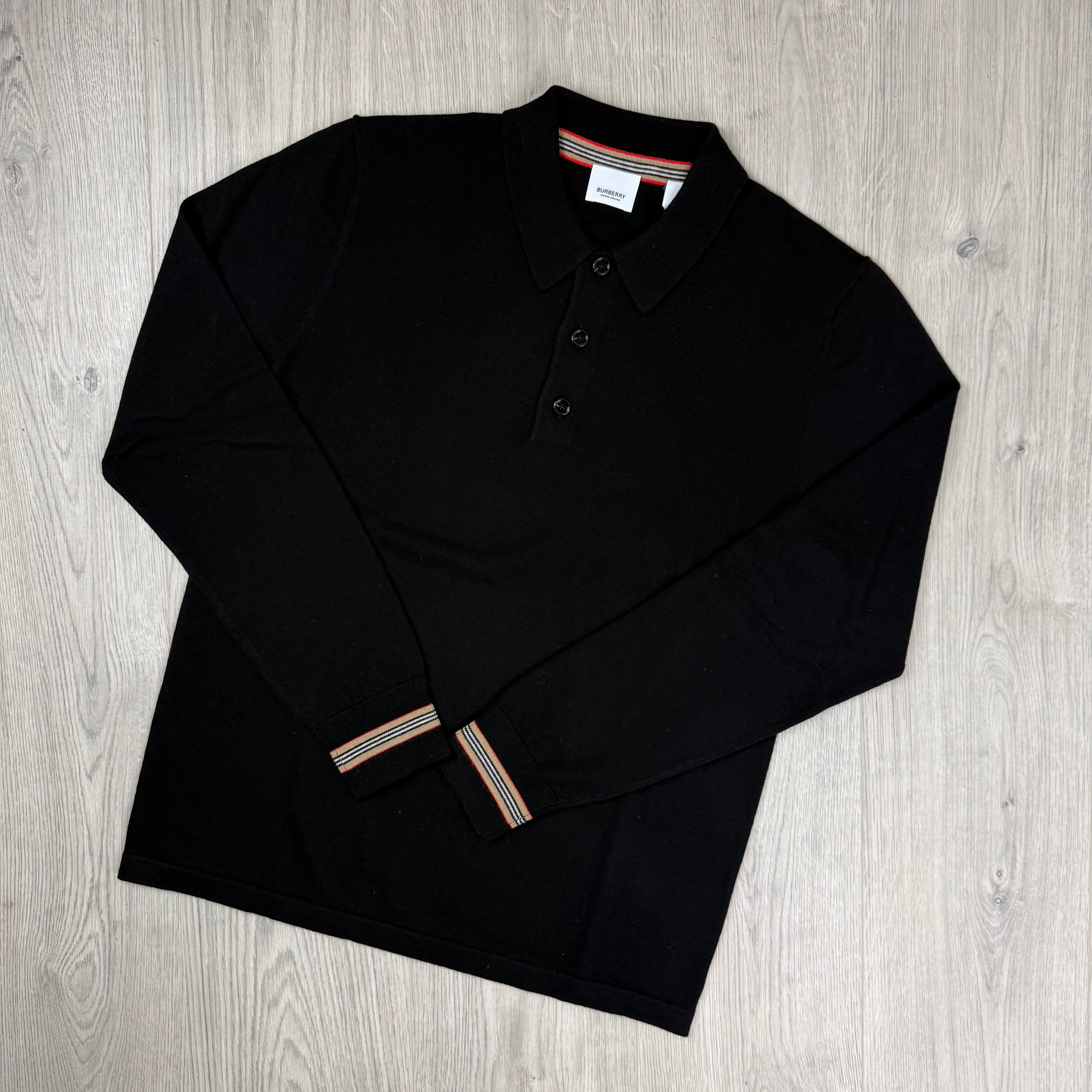 Burberry Pace Knit Polo Shirt - Black