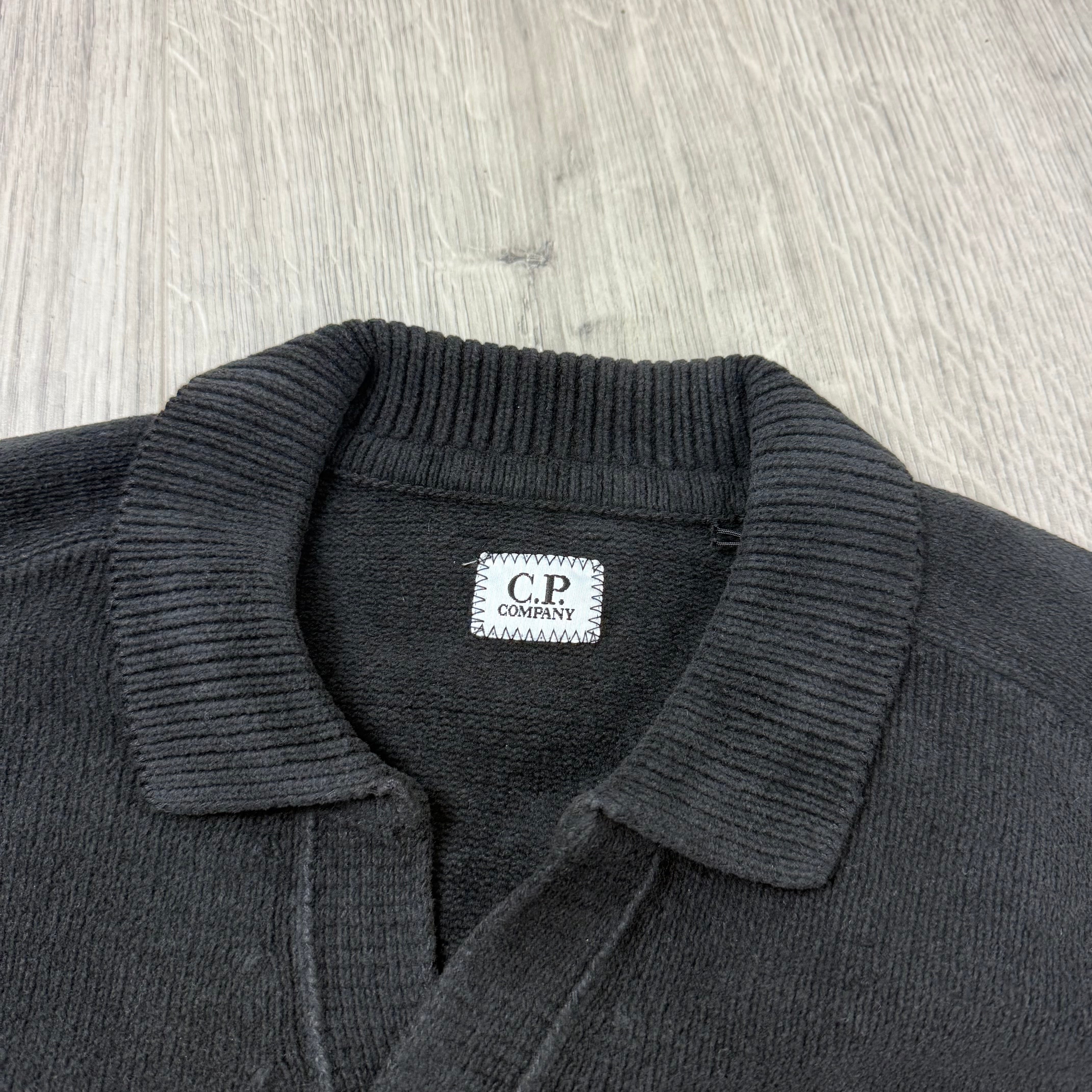 CP Company Chenille Knit Polo Sweatshirt - Black