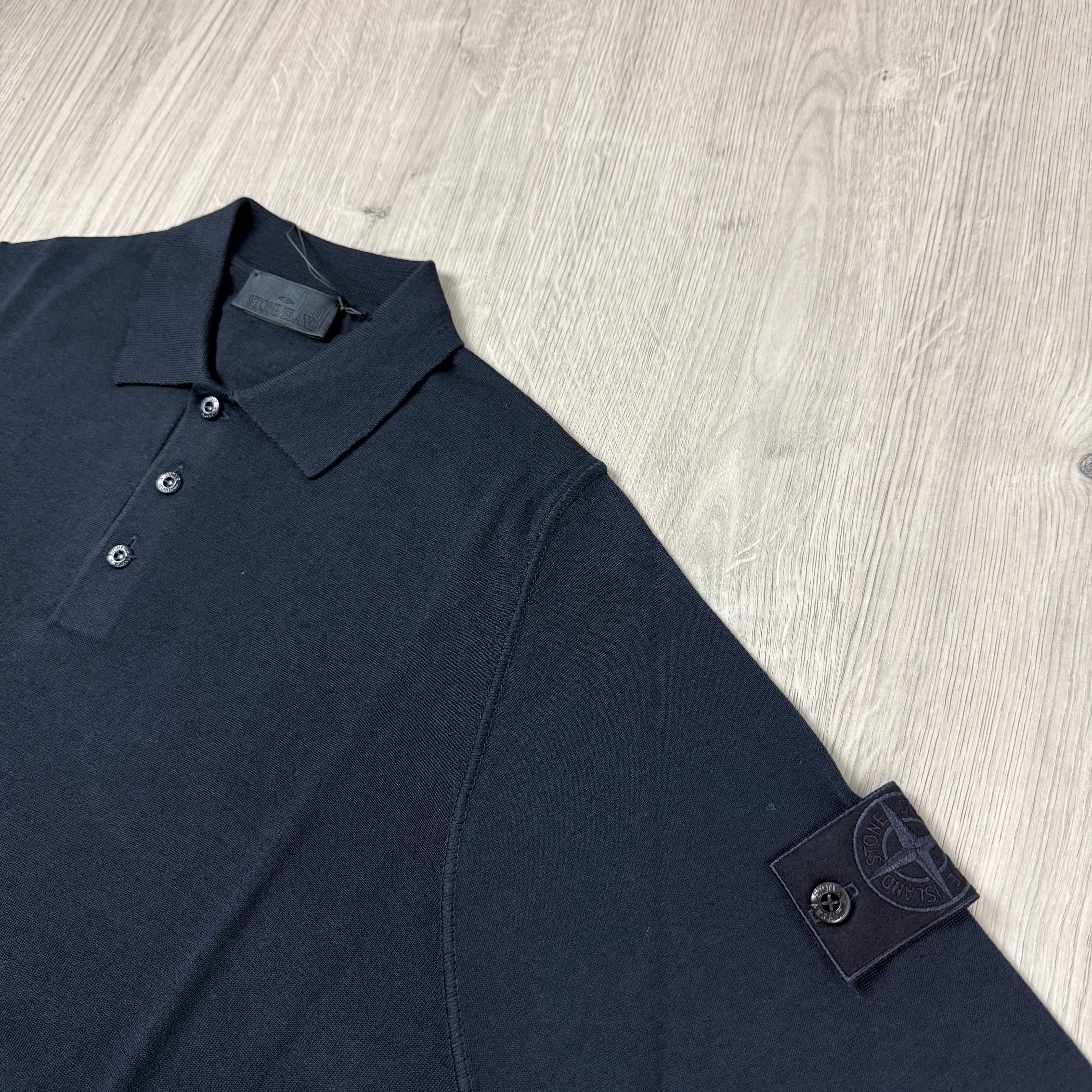 Stone Island Ghost Knit Polo Shirt - Navy