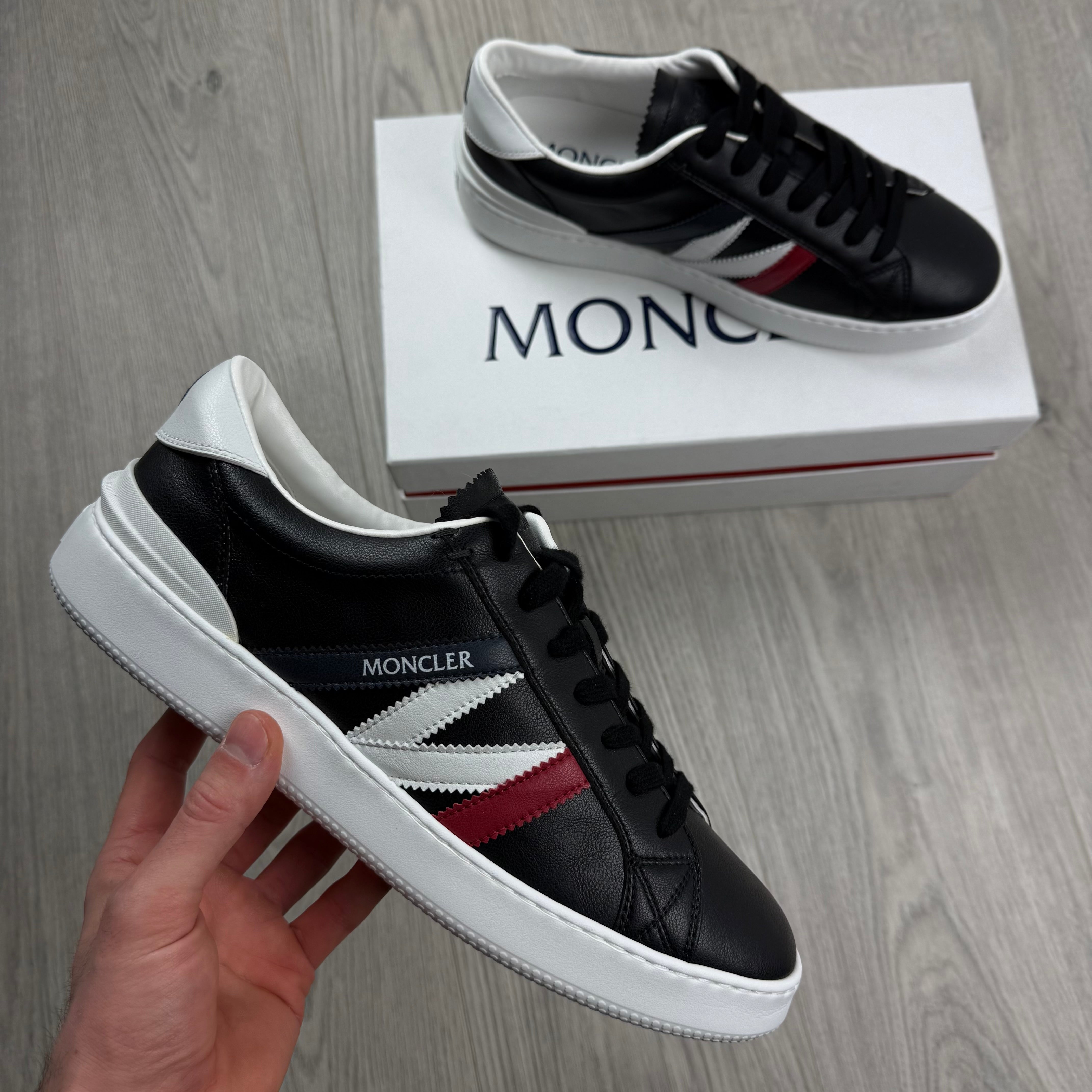 Moncler 'New Monaco' Leather Sneakers - Black