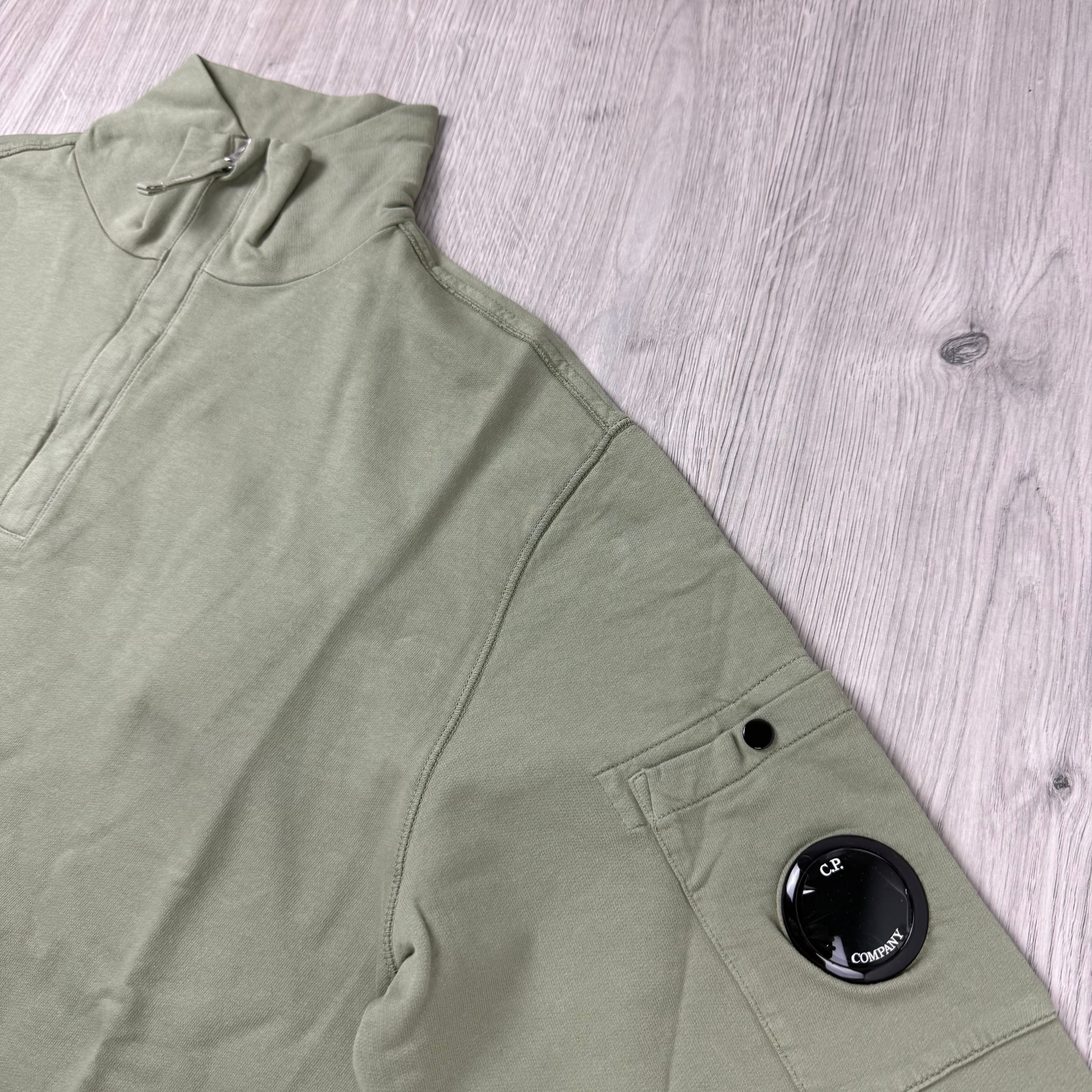 CP Company Light Fleece Zip Sweatshirt - Moss Gray