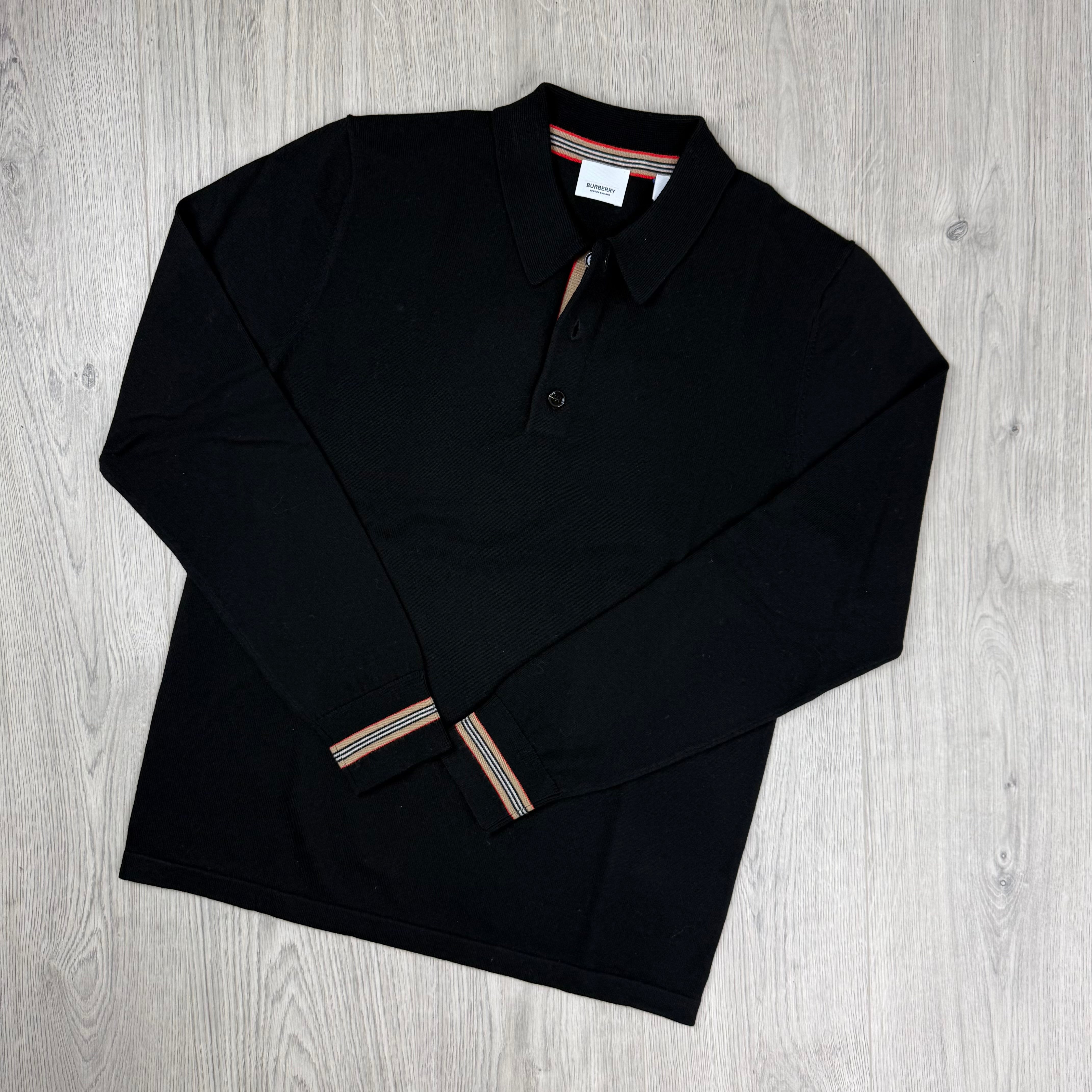 Burberry Pace Knit Polo Shirt - Black