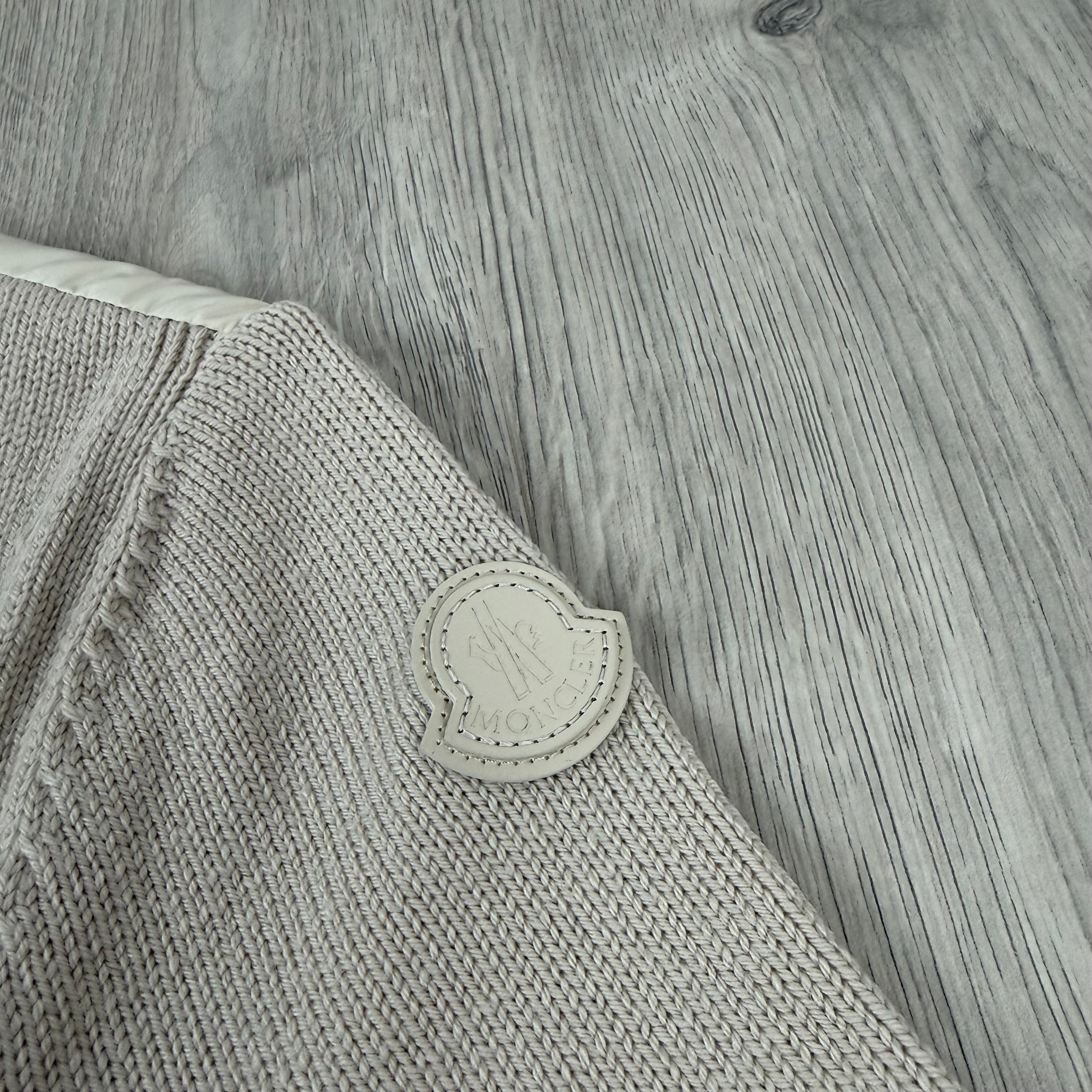 Men's Moncler Padded Cardigan in Light Beige. On sale at Open Attire.