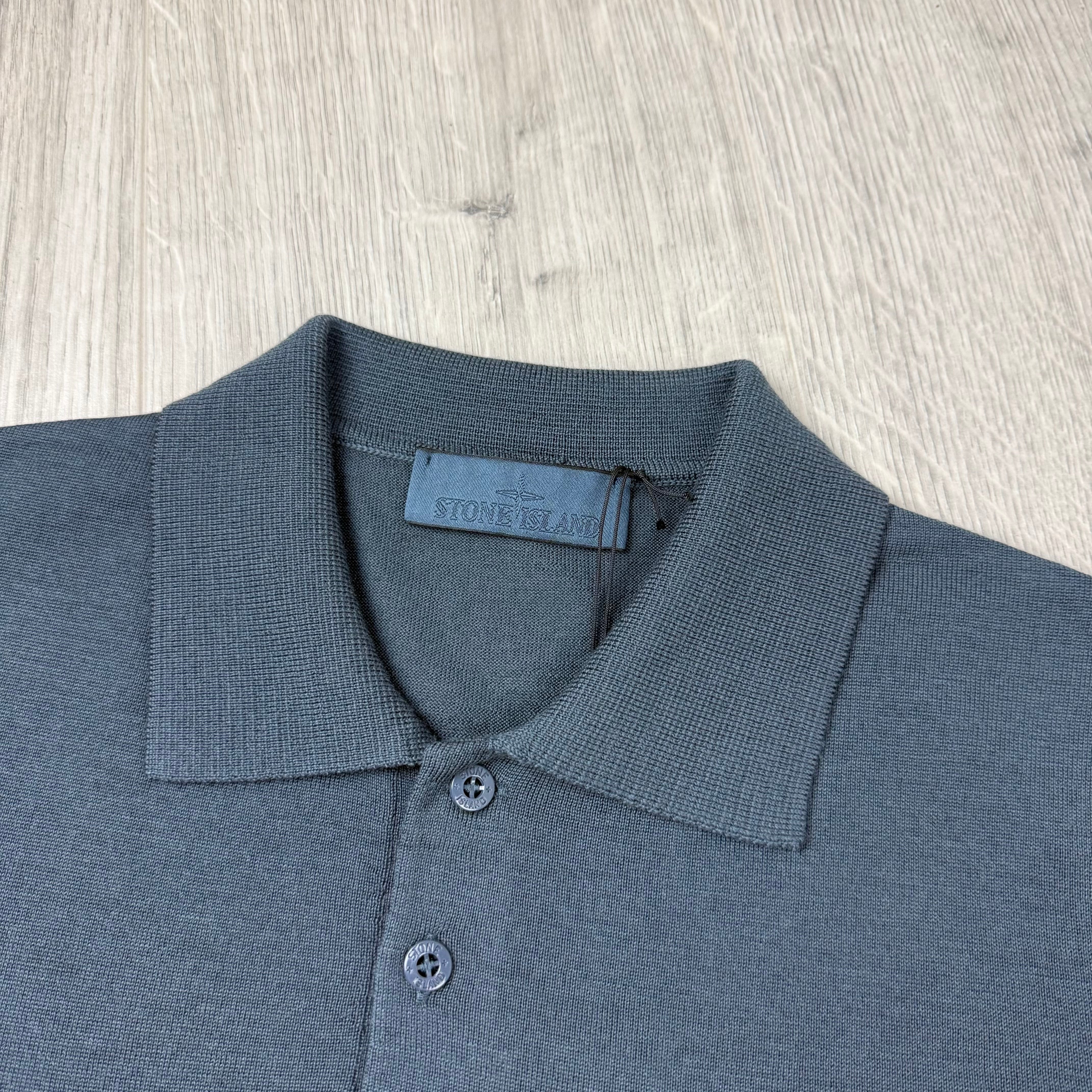 Stone Island Ghost Knit Polo Shirt - Slate Blue