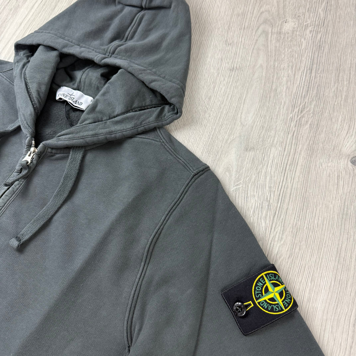 Stone Island Zip Hoodie - Lead Grey