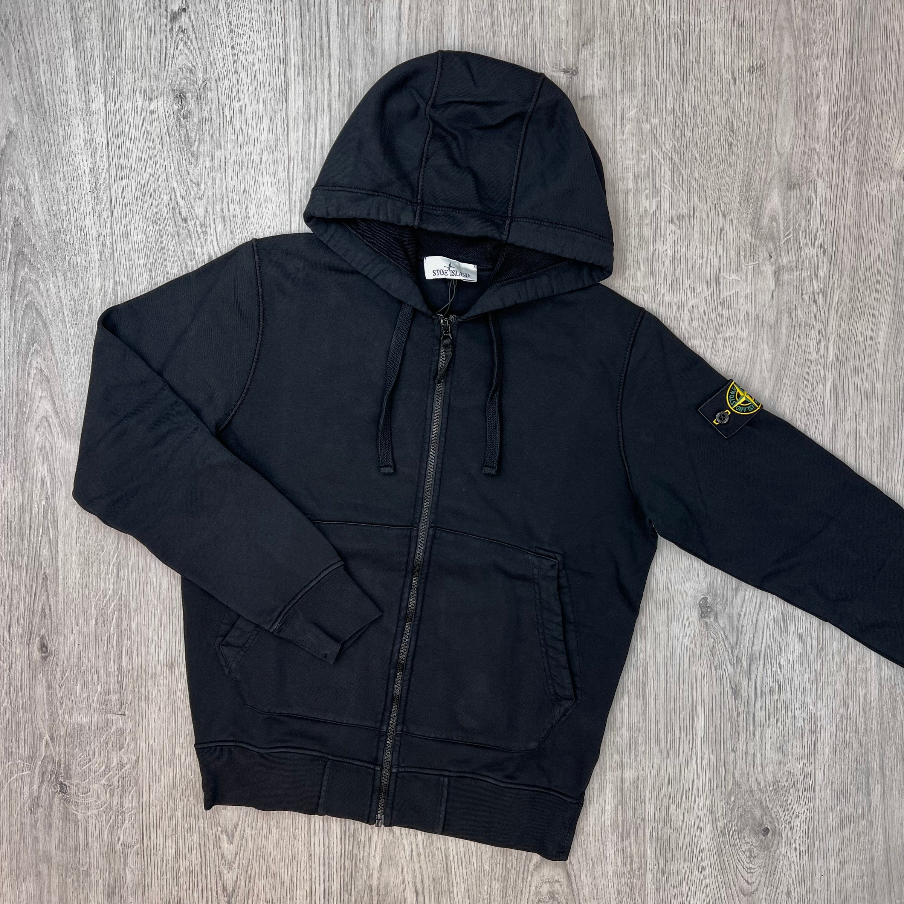 Stone Island Zip Hoodie - Black