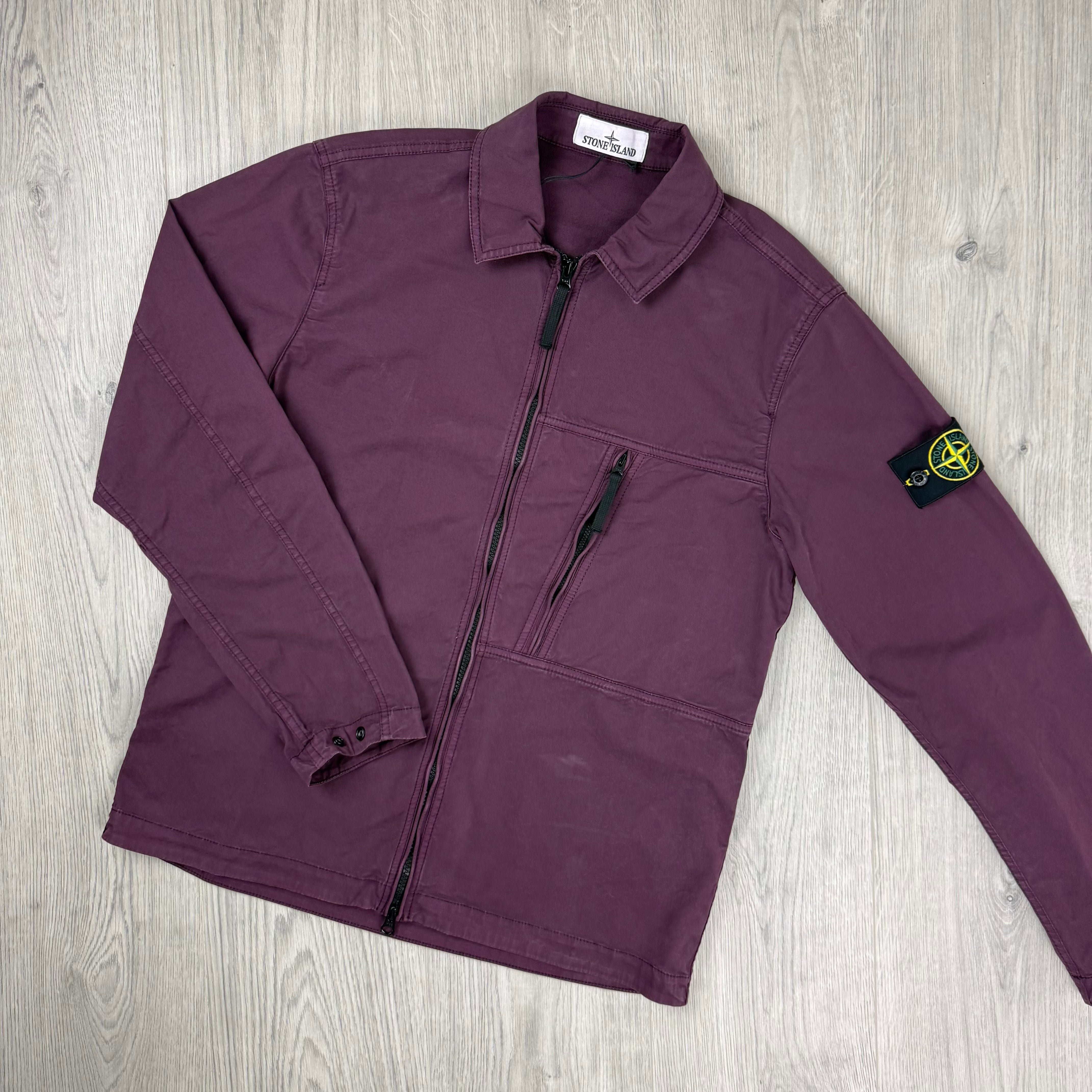 Stone Island Zip Overshirt - Amaranth