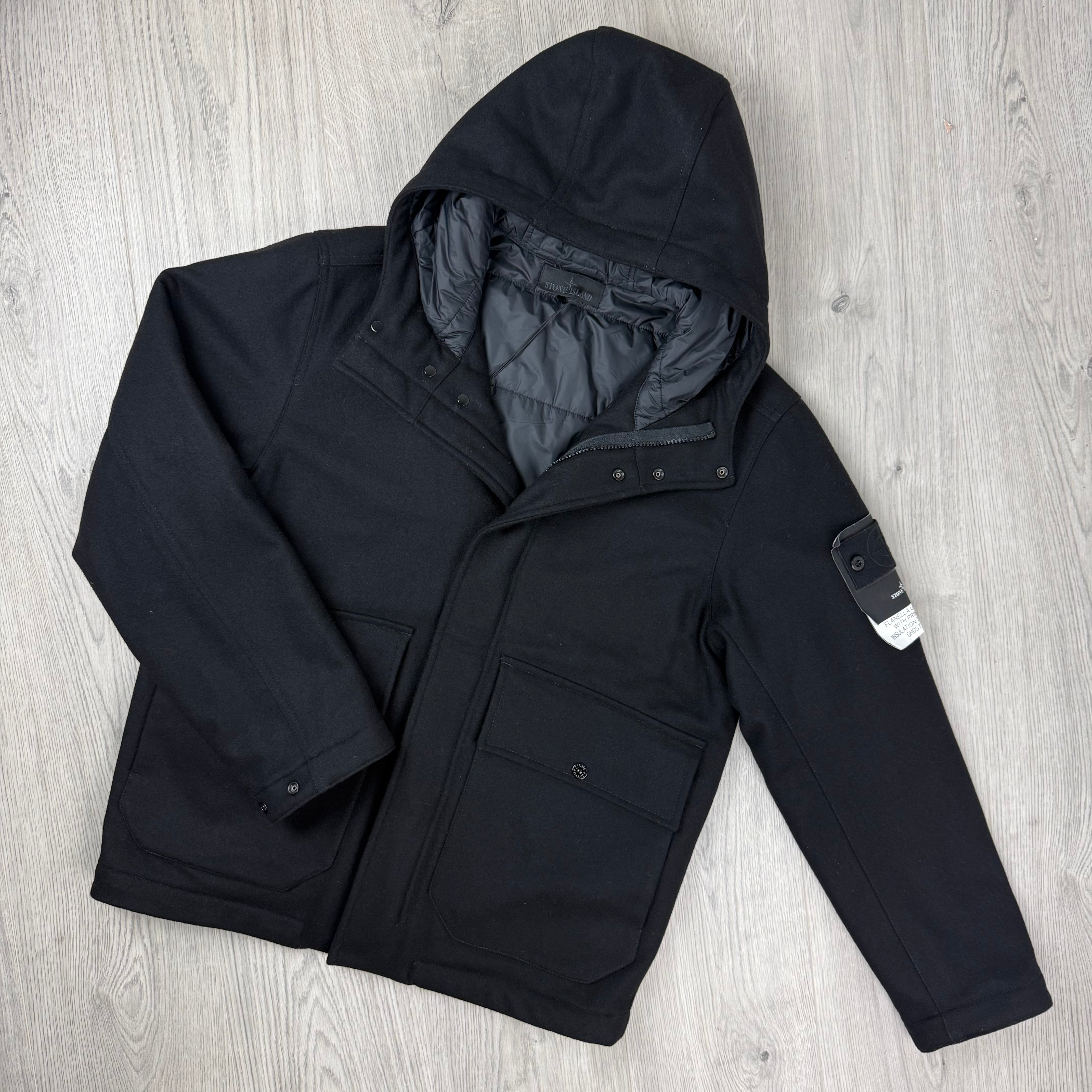 Stone Island Ghost Flanella Lana Jacket - Black