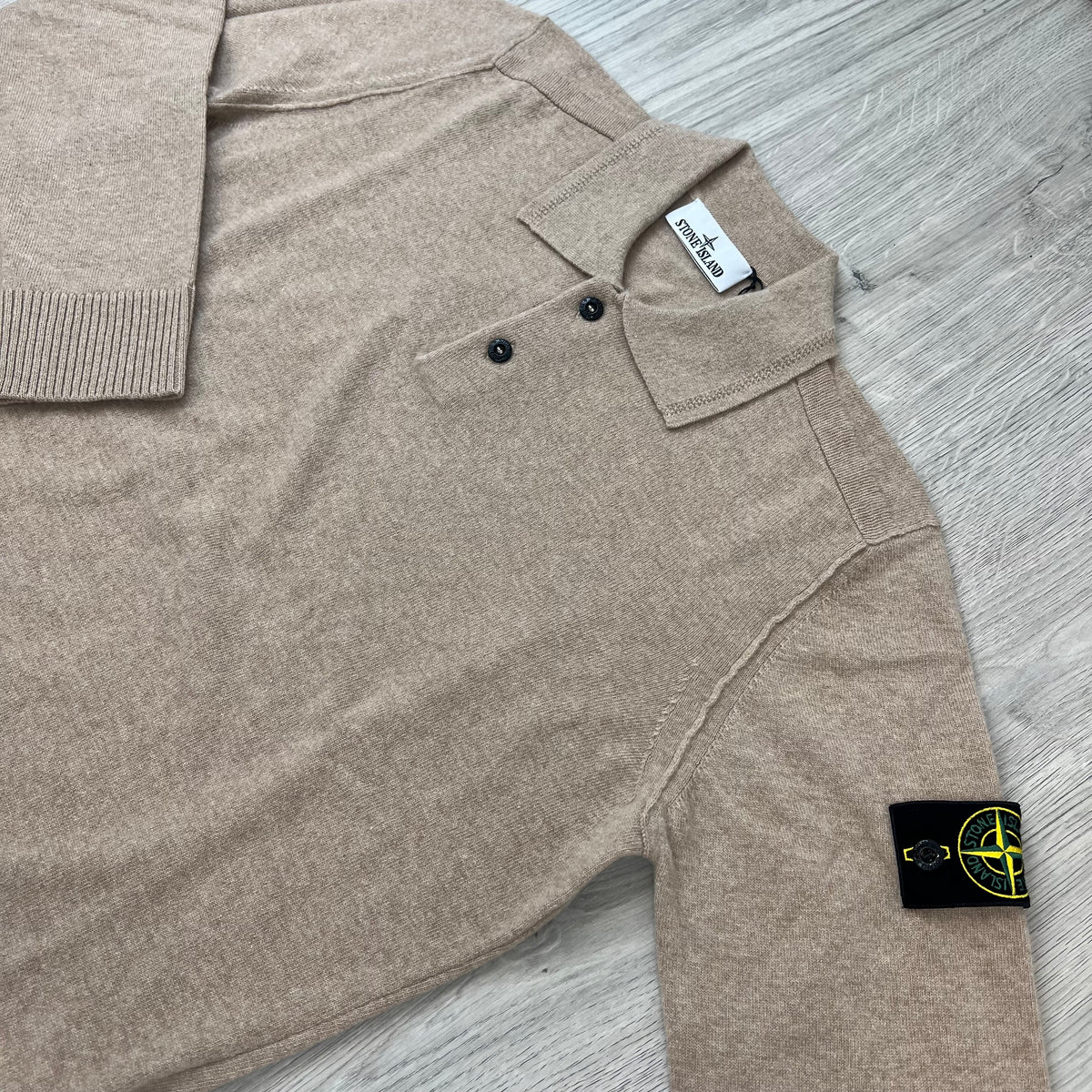 Stone Island Knit Polo Shirt - Biscuit Melange