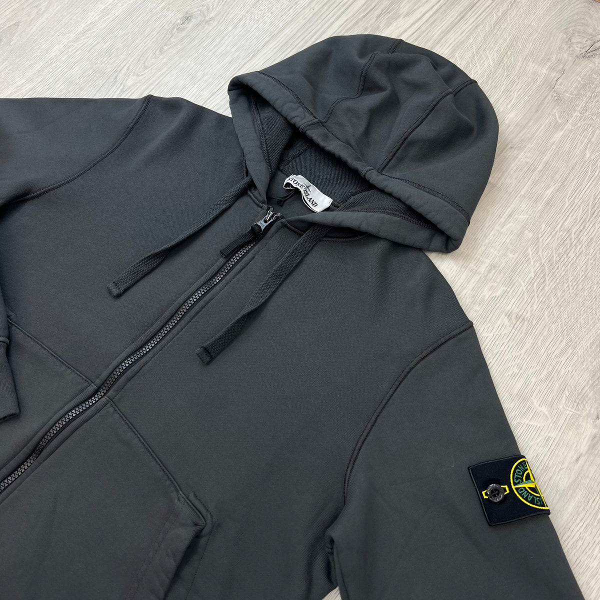 Stone Island Zip Hoodie - Lead Grey