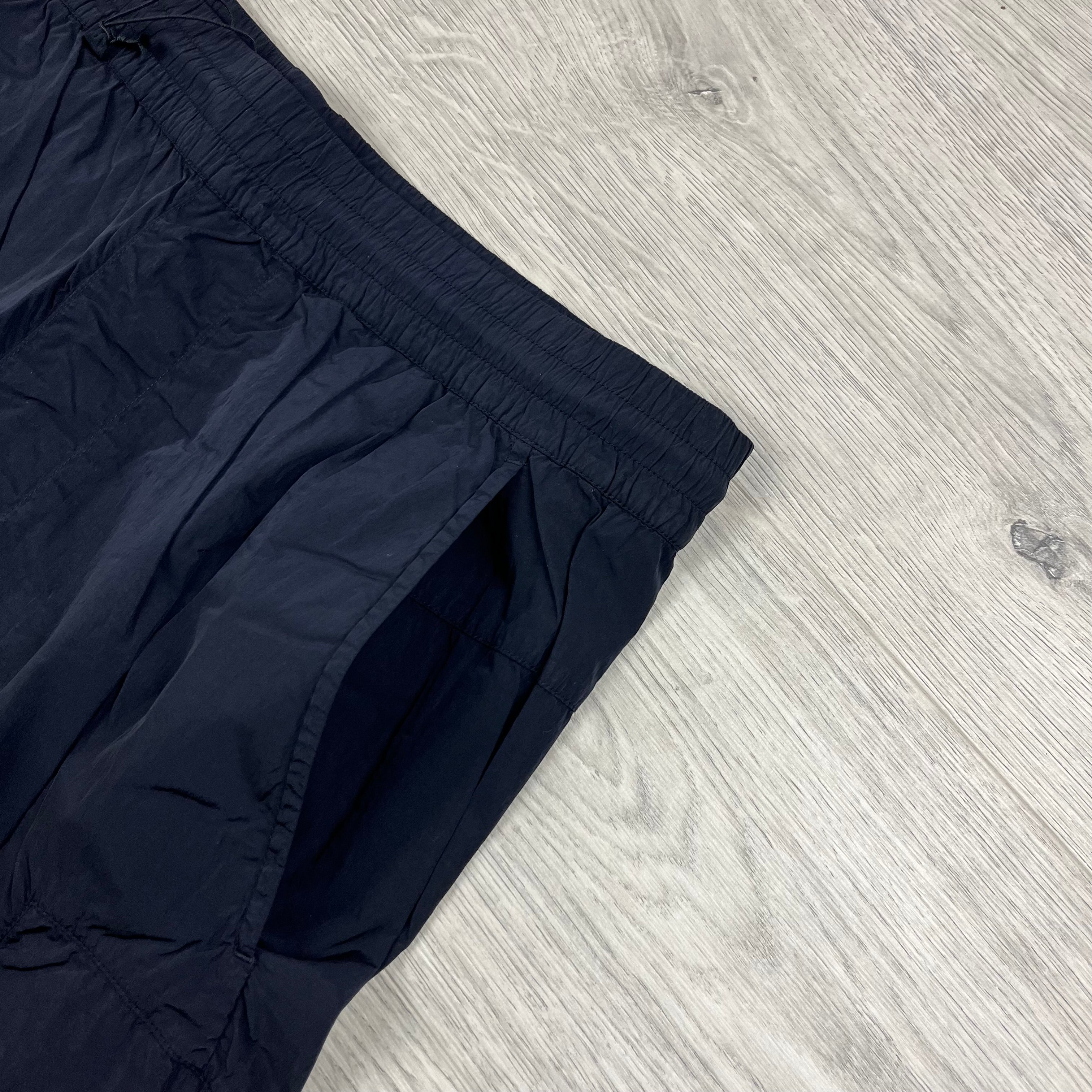 CP Company Chrome-R Cargo Trousers in Total Eclipse Navy Blue. On sale at Open Attire.