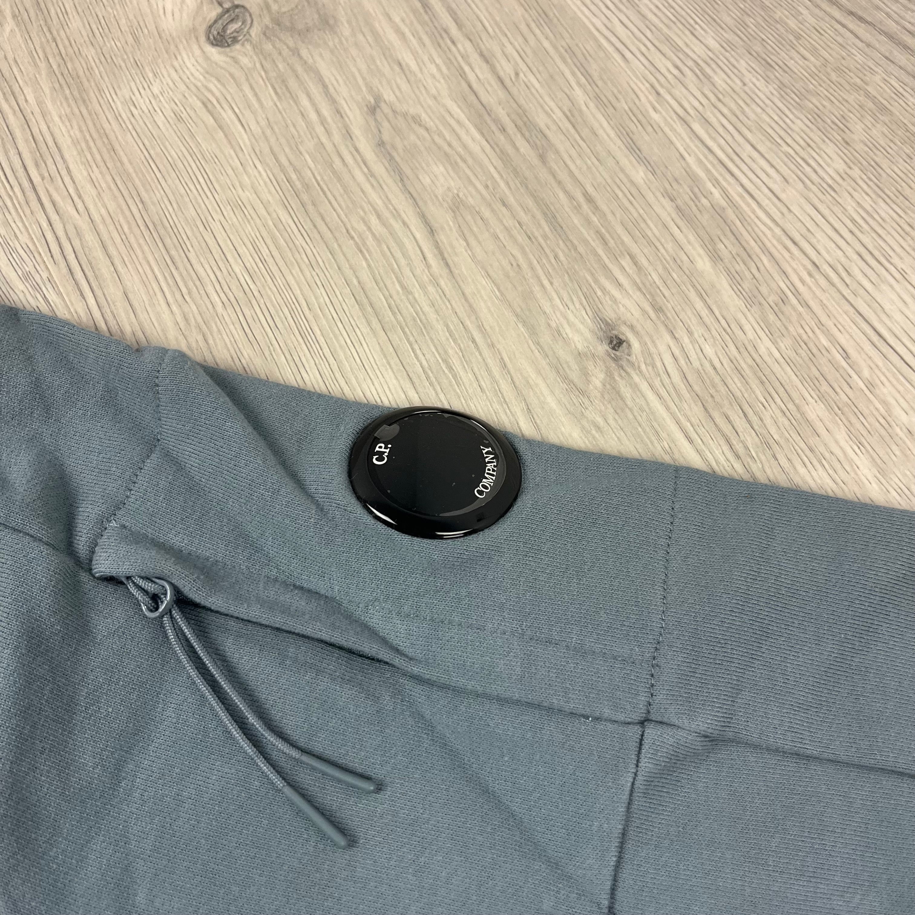 CP Company Diagonal Raised Fleece Zipped Hoodie in Stormy Weather. On Sale at Open Attire.