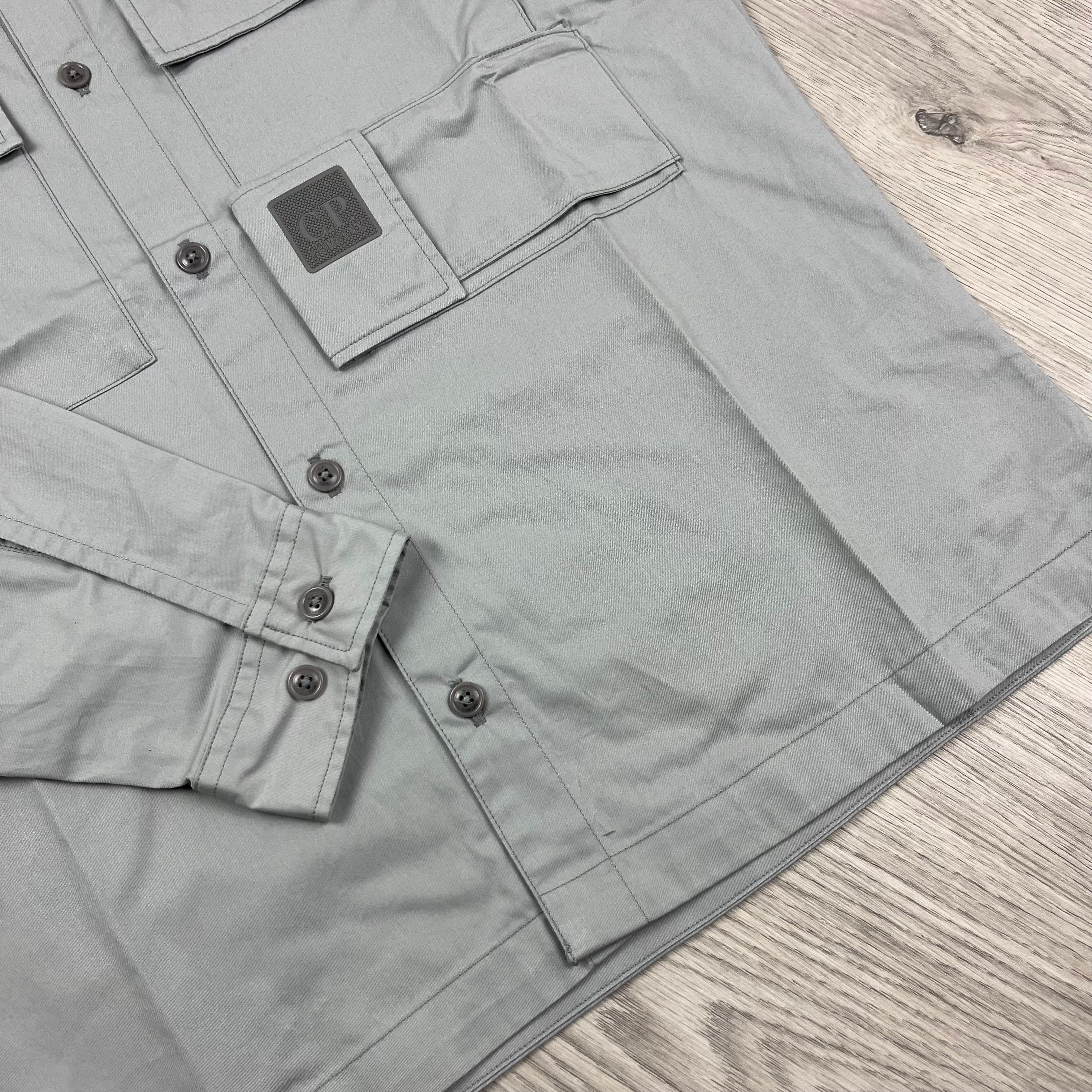 CP Company Metropolis Series Overshirt in Limestone Grey. On sale at Open Attire.