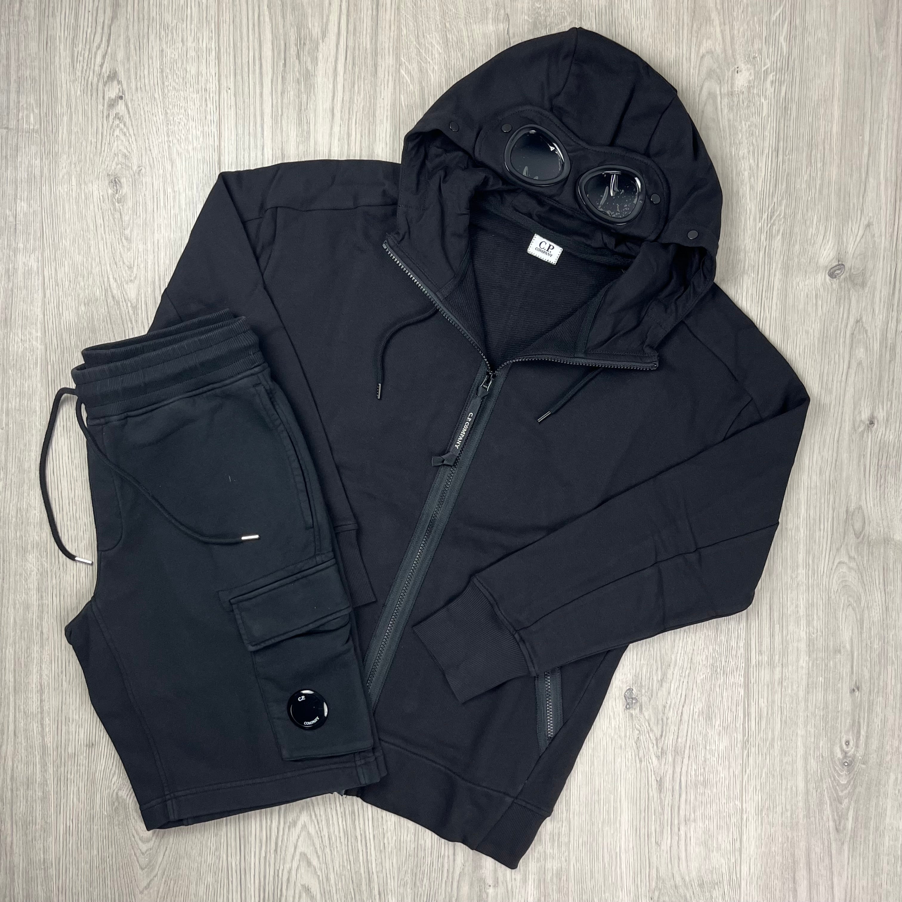 Men's CP Company Raised Fleece Tracksuit in Black. On sale at Open Attire.