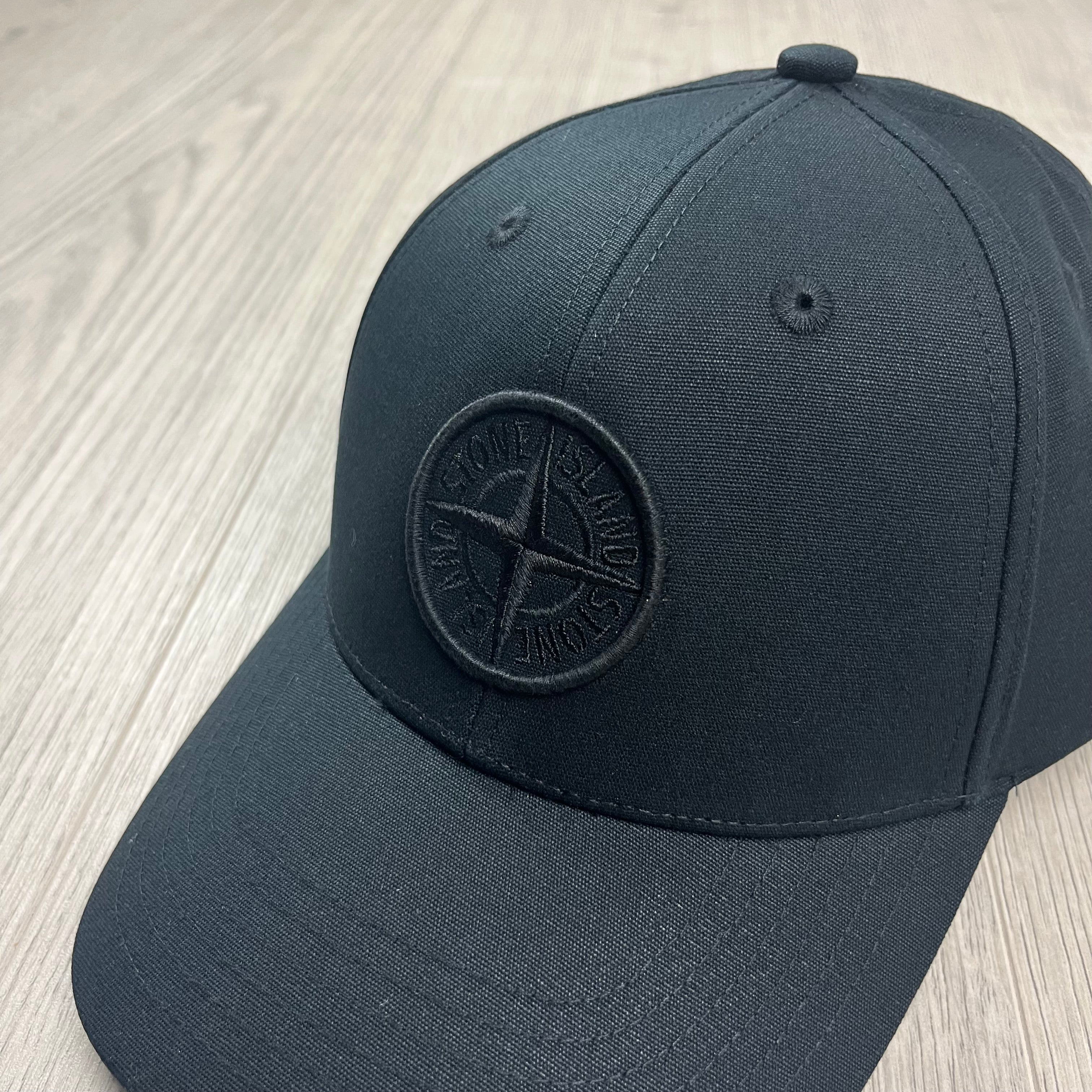 Stone Island Cotton Reps Baseball Cap in Black. On sale at Open Attire.