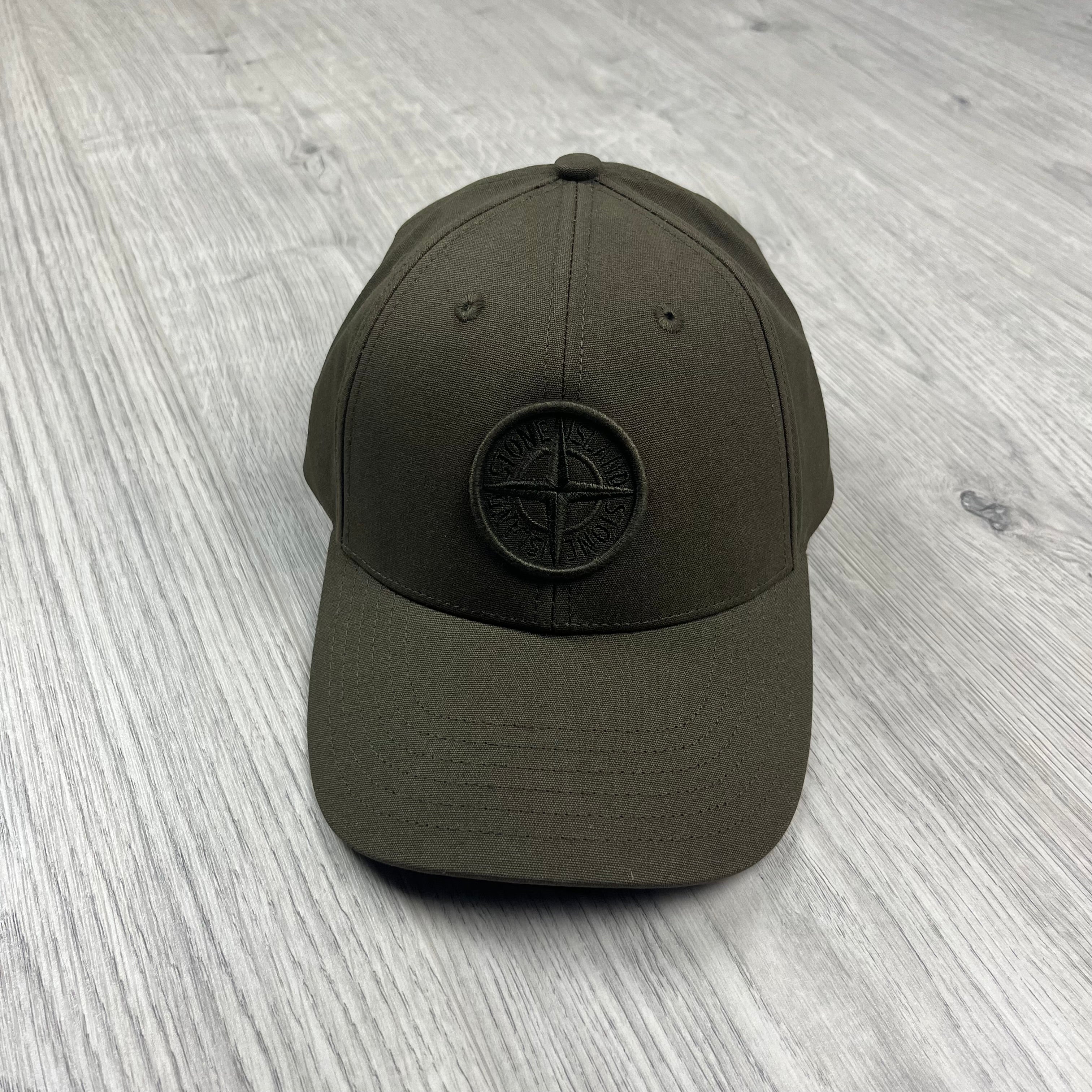 Stone Island Cotton Reps Baseball Cap in Khaki Green. On sale at Open Attire.
