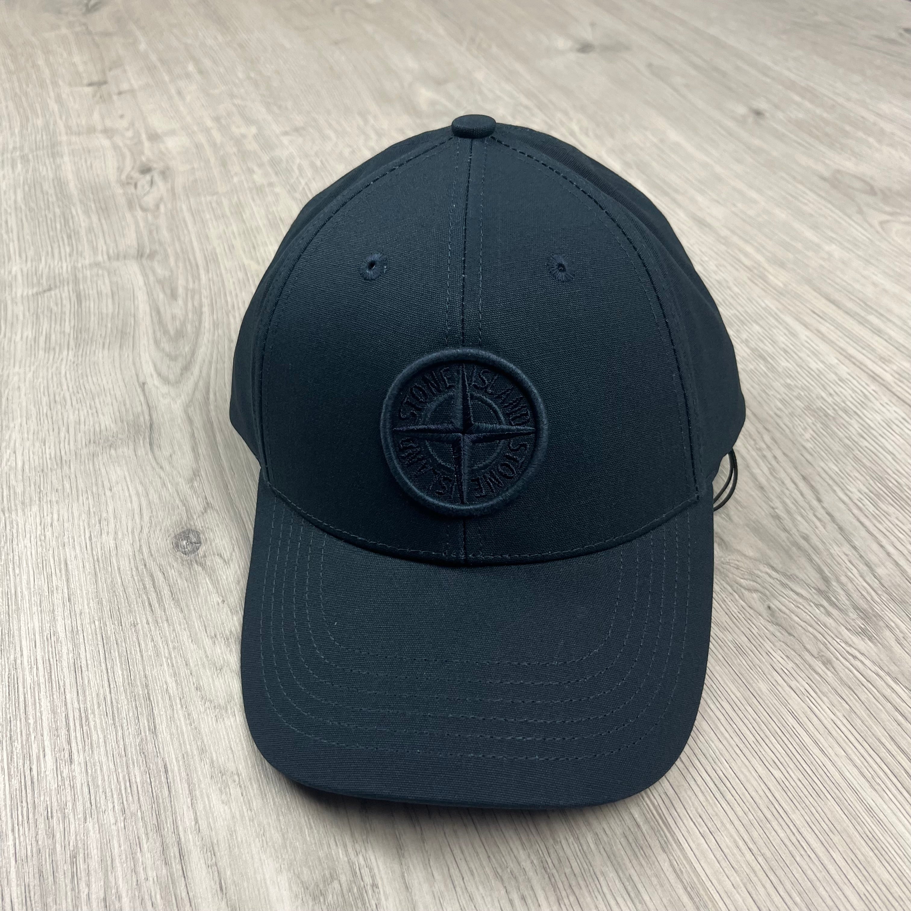 Stone Island Cotton Reps Baseball Cap in Navy Blue. On sale at Open Attire.