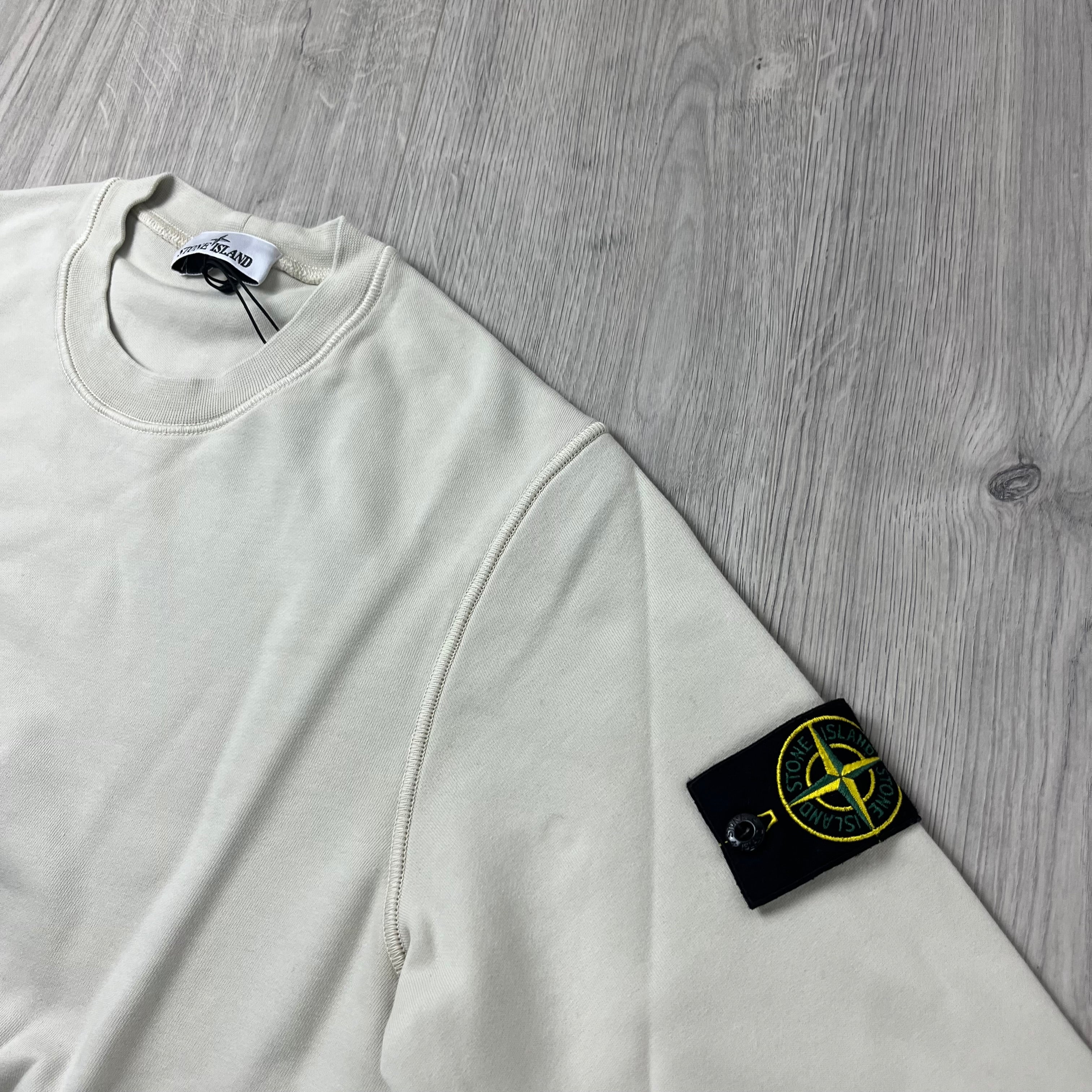 Stone Island Dyed Cotton Sweatshirt in Sand Beige. On sale at Open Attire.