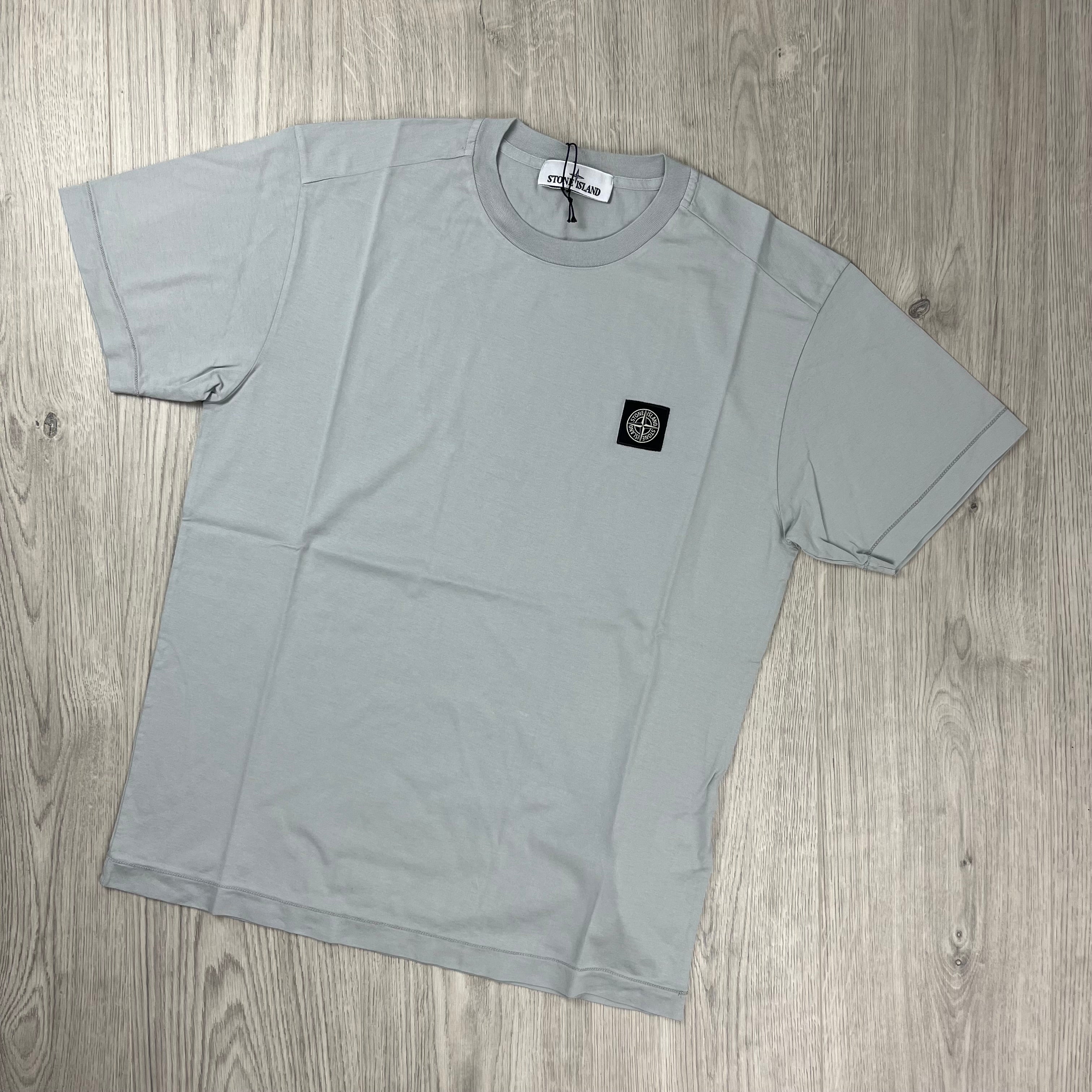 Stone Island 60/2 Patch Logo T-Shirt in Pearl Grey. On sale at Open Attire.