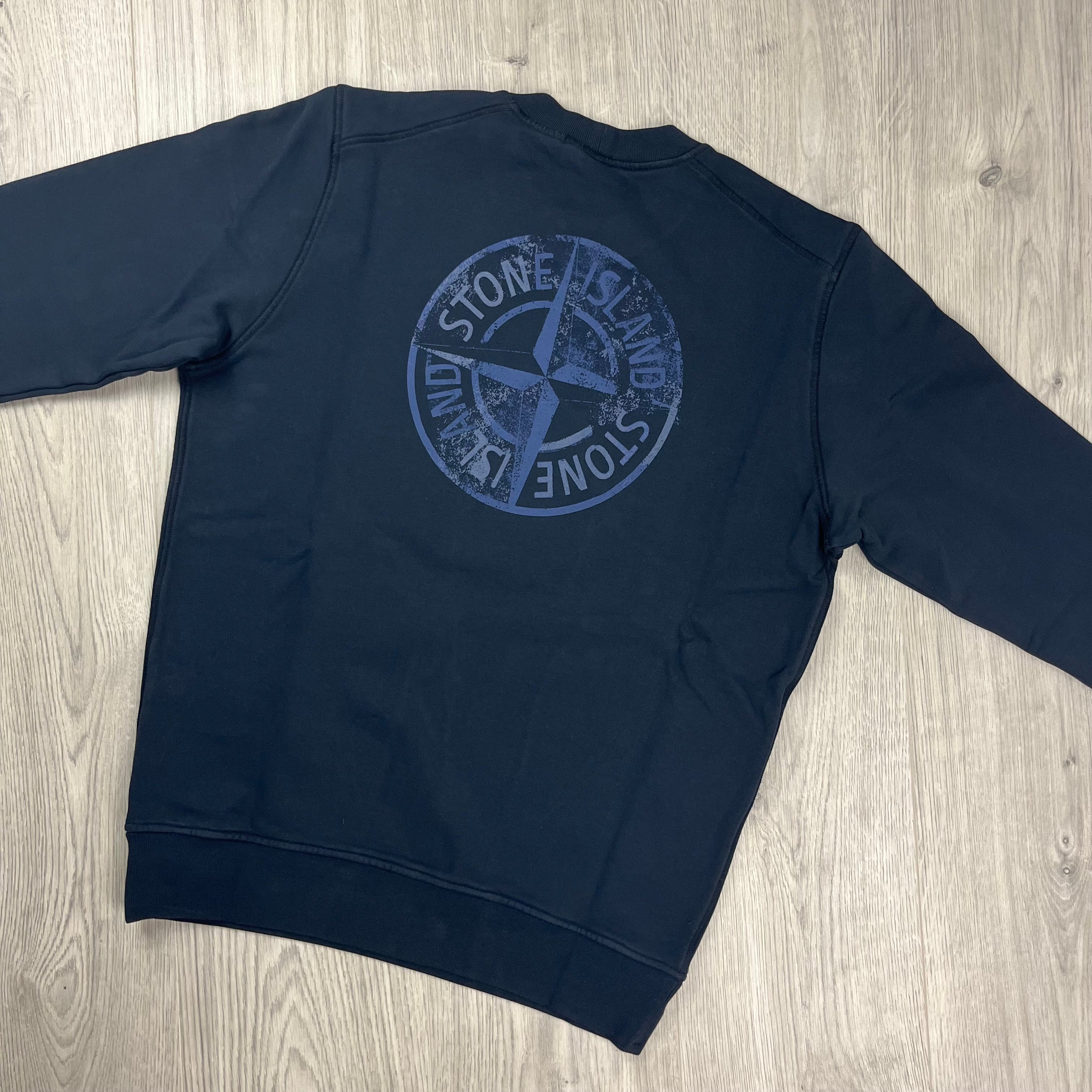 Stone Island 'Institutional Five' Sweatshirt in Navy Blue. On sale at Open Attire.
