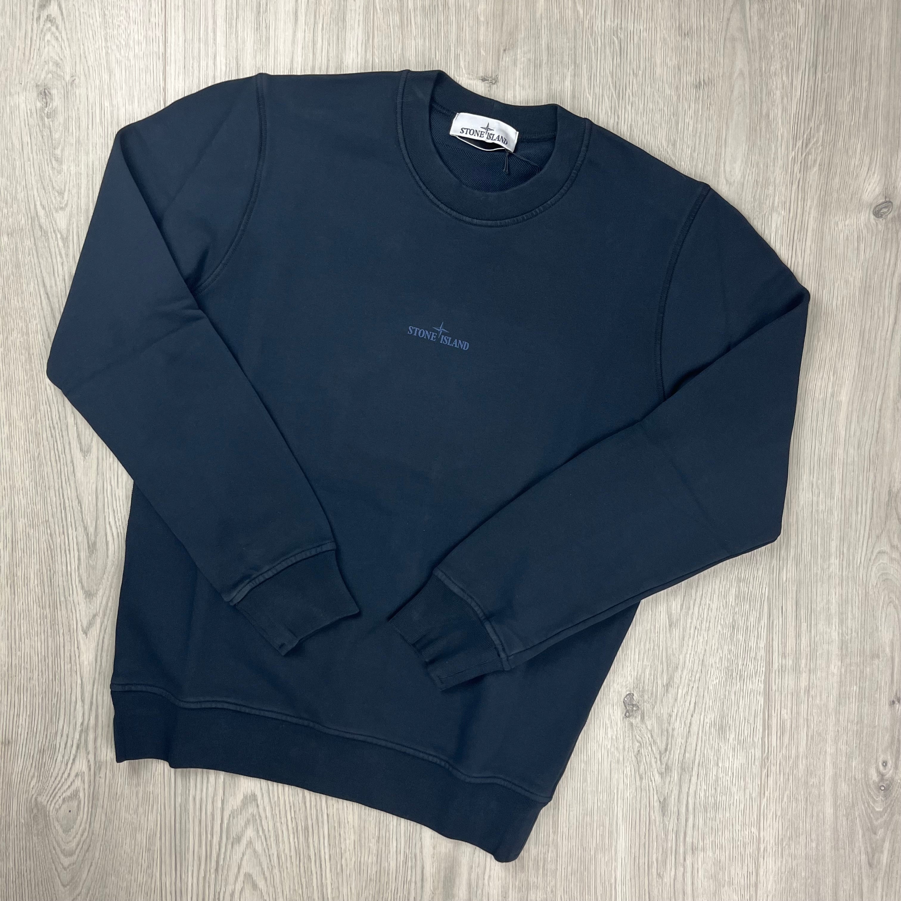 Stone Island 'Institutional Five' Sweatshirt in Navy Blue. On sale at Open Attire.