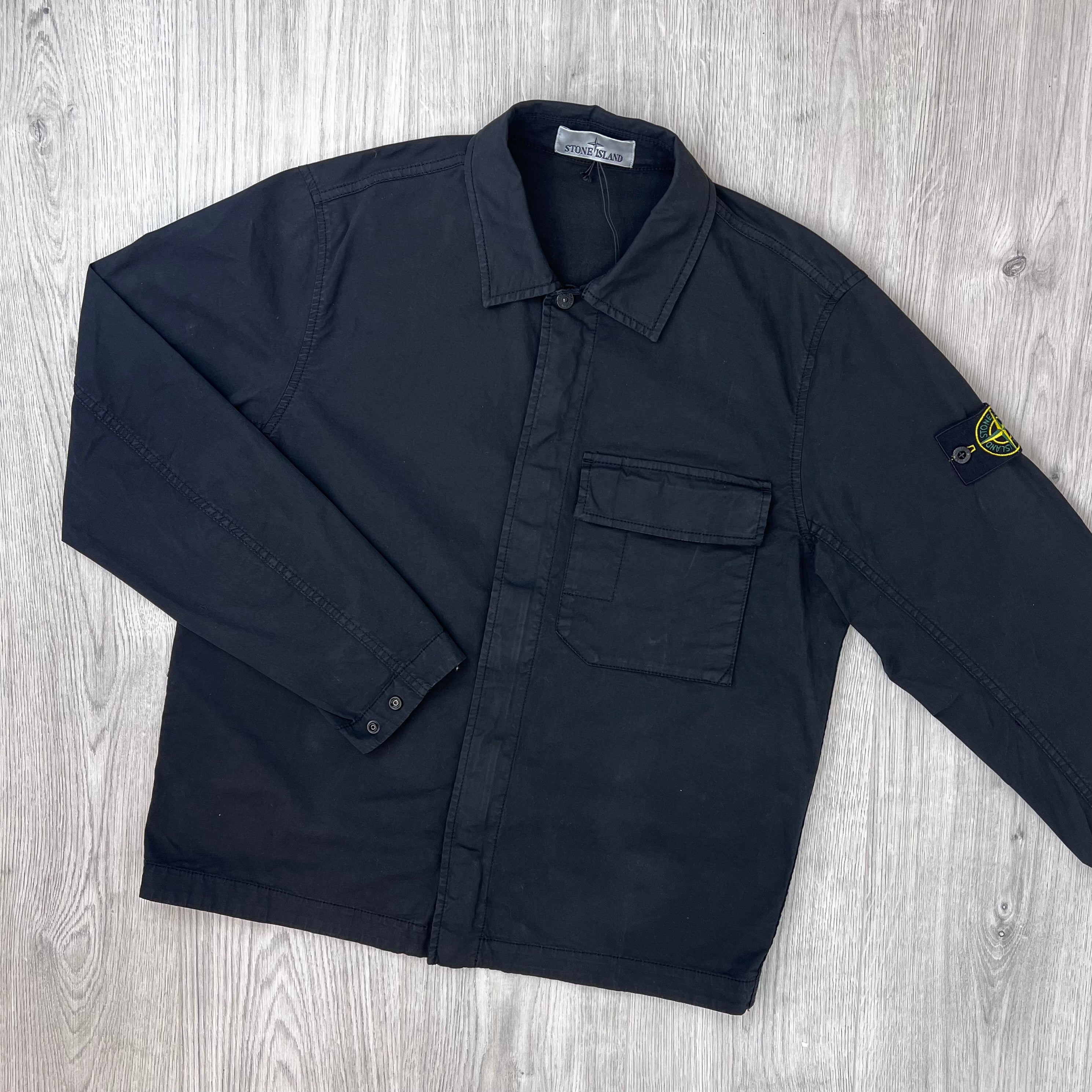 Stone Island | Men's Cotton Zip Overshirt | Black | Outlet Sale