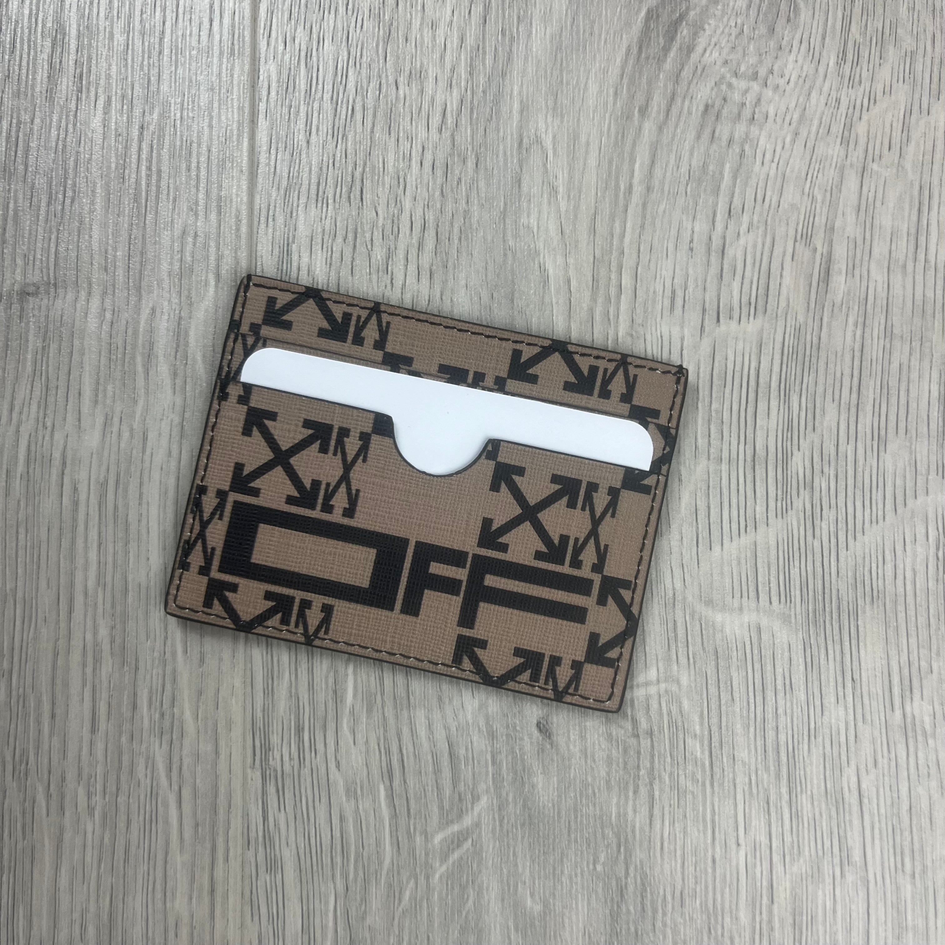 Off-White Leather Cardholder - Brown