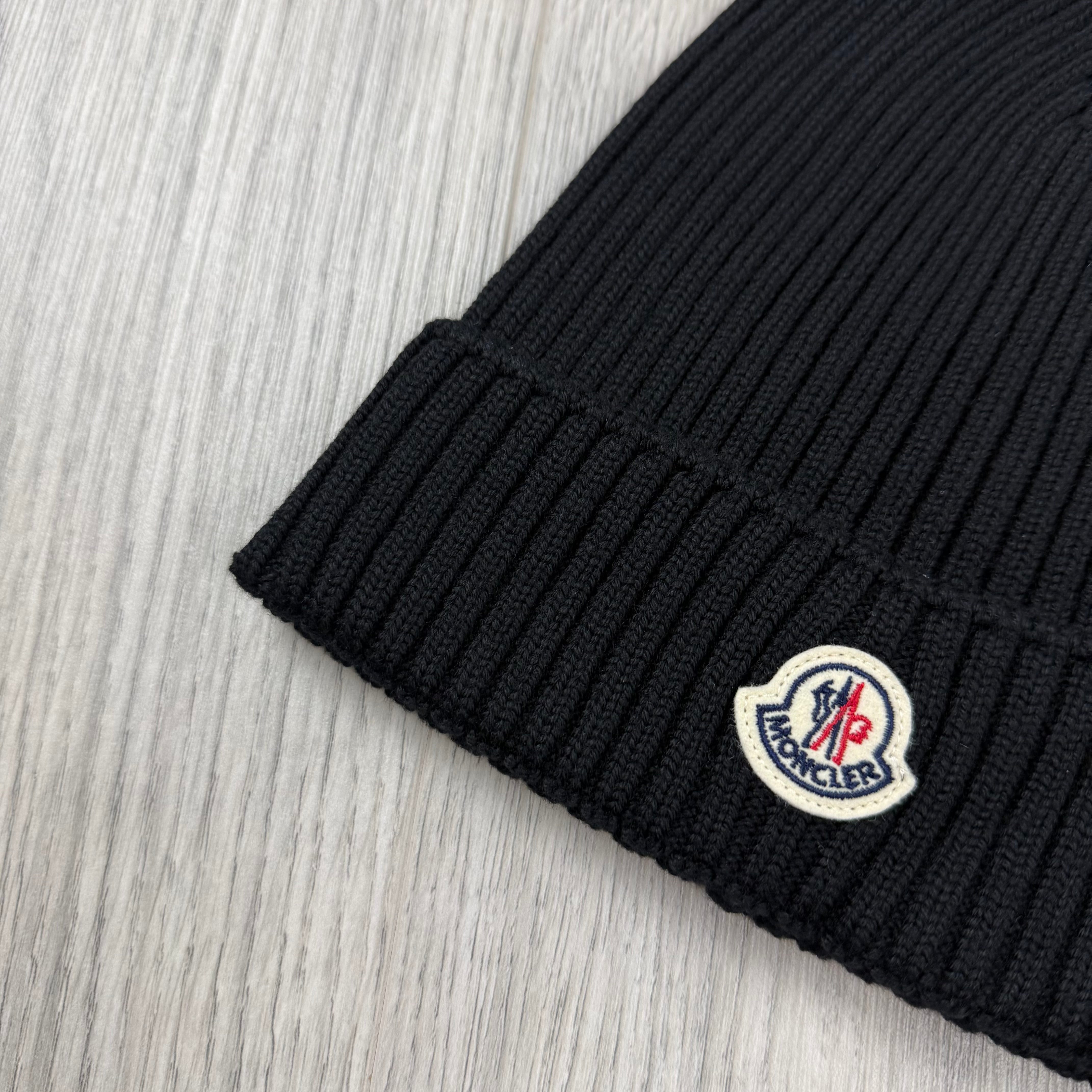 Moncler Junior Ribbed Beanie - Black