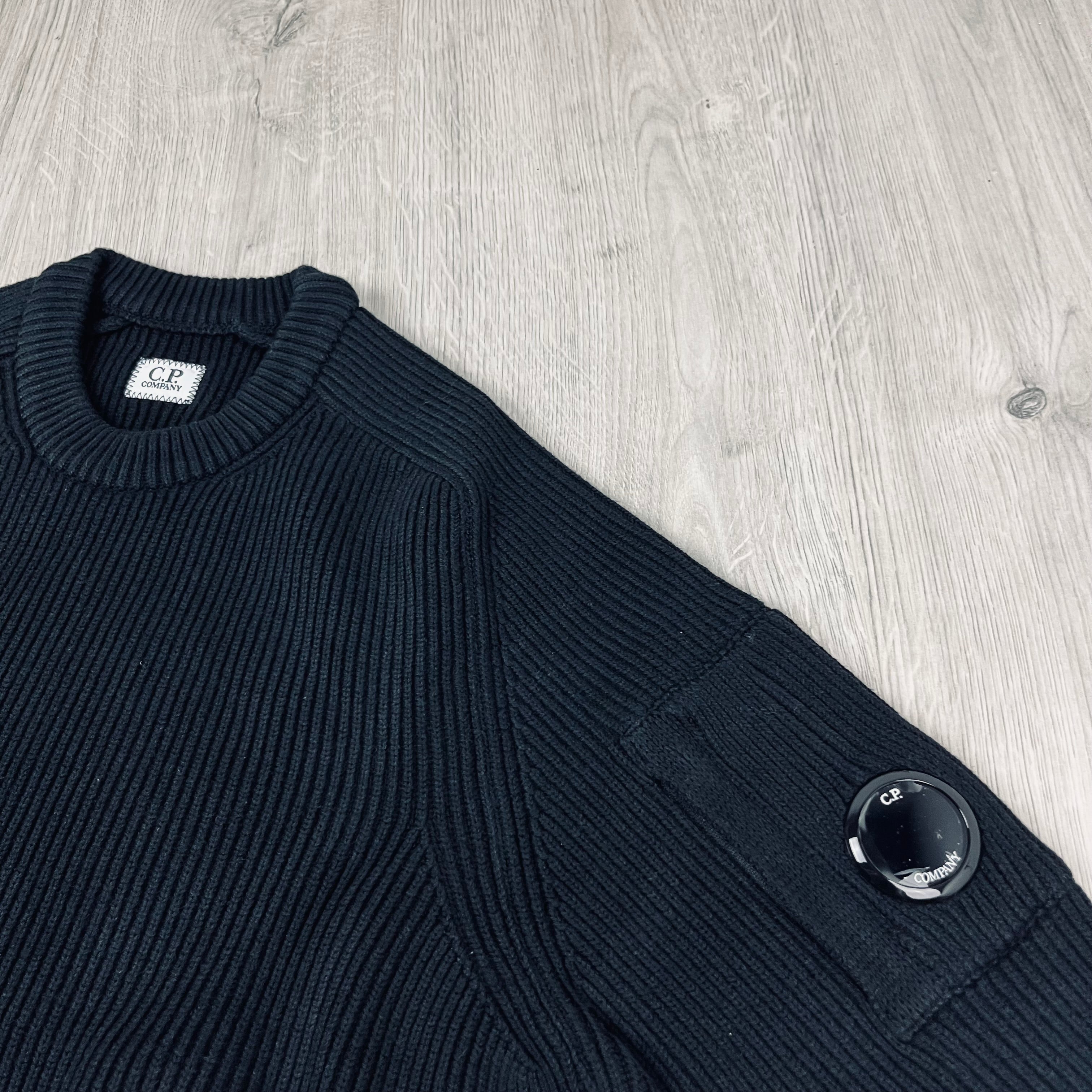CP Company | Men's Rib Knit Sweatshirt | Black | Outlet Sale