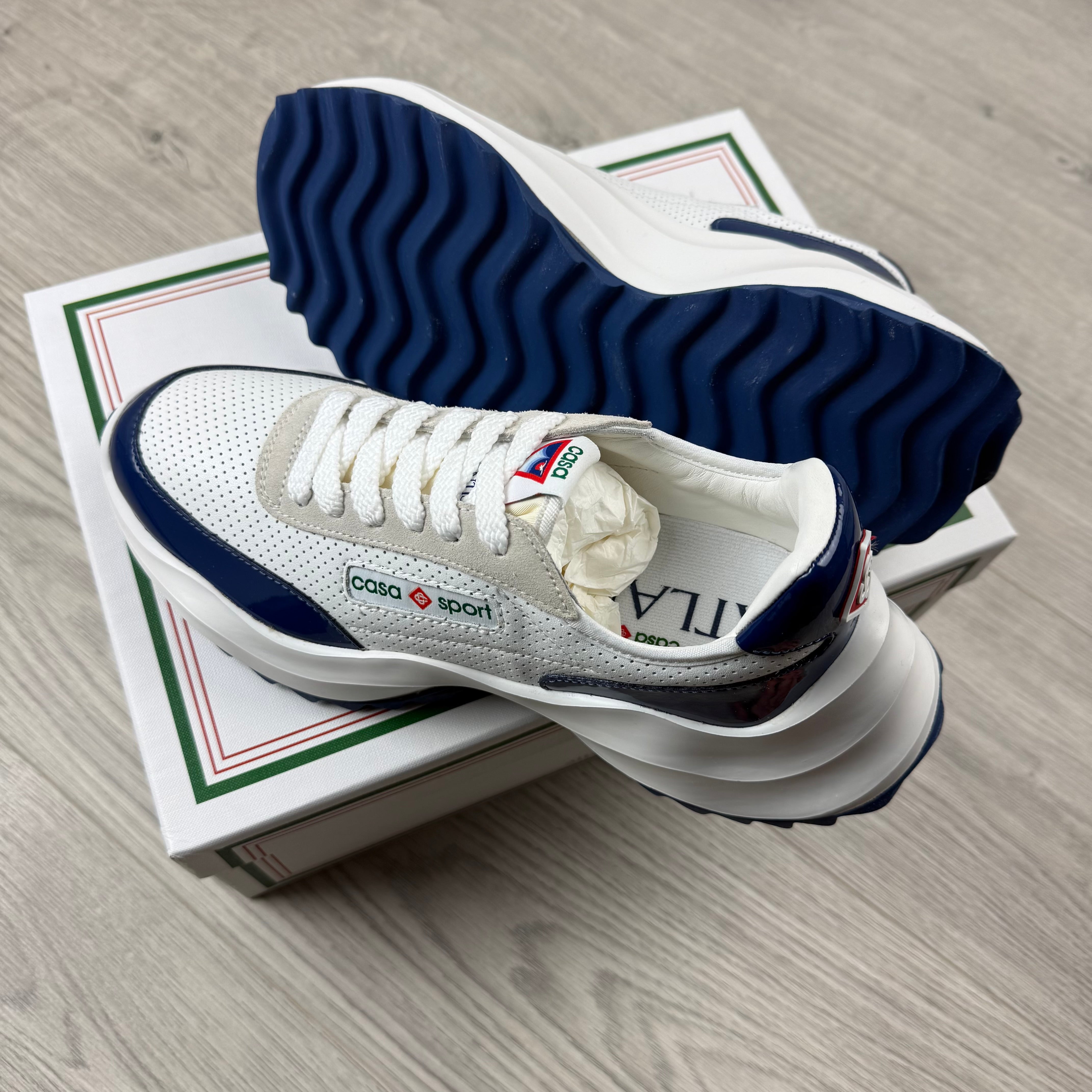 Casablanca | Men's 'Atlantis' Sneaker | White/Navy | Outlet Sale