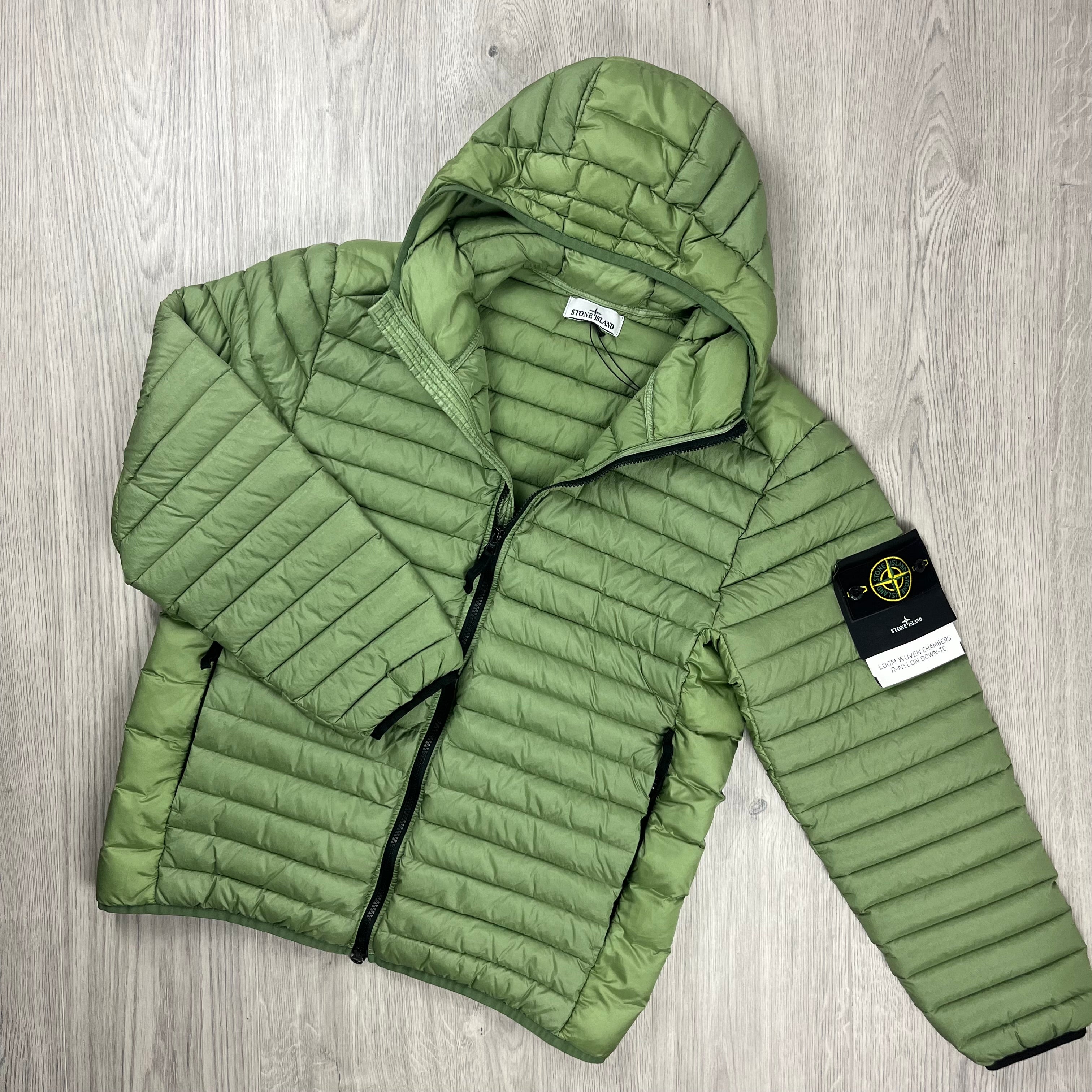 Stone Island Woven Down Jacket - Sage Green