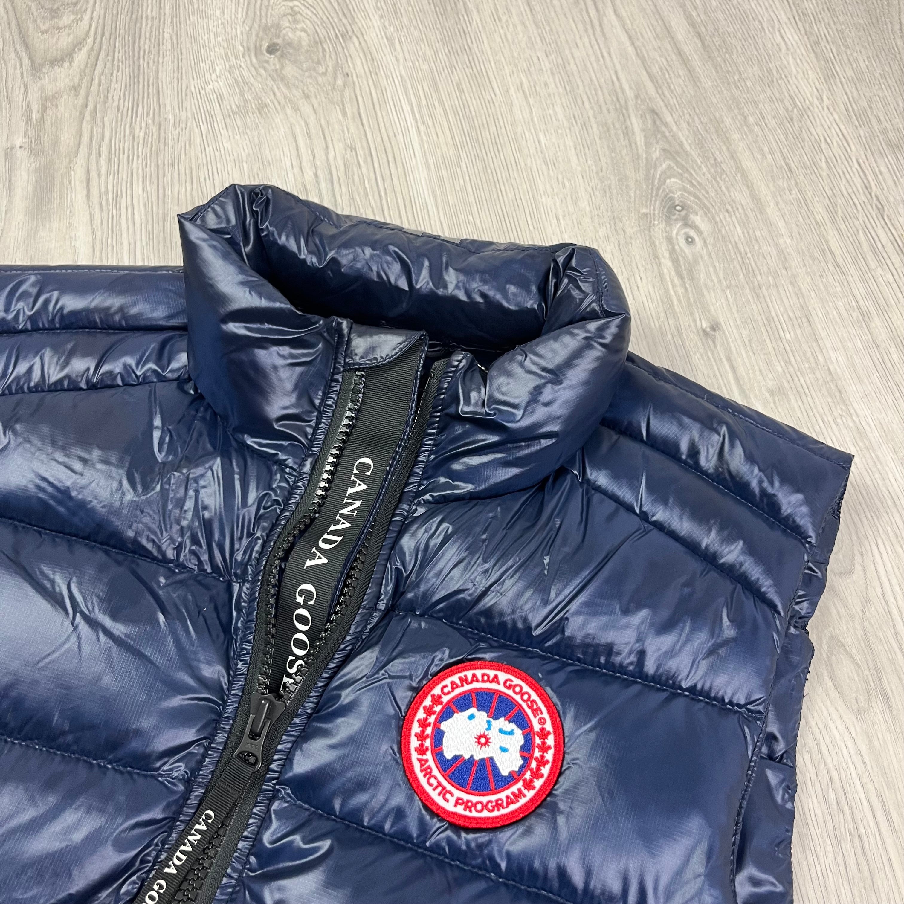 Canada Goose Crofton Gilet in Atlantic Navy. On sale at Open Attire.