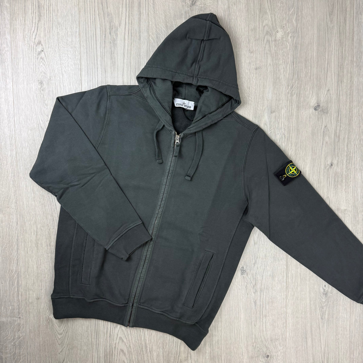 Stone Island Zip Hoodie - Lead Grey