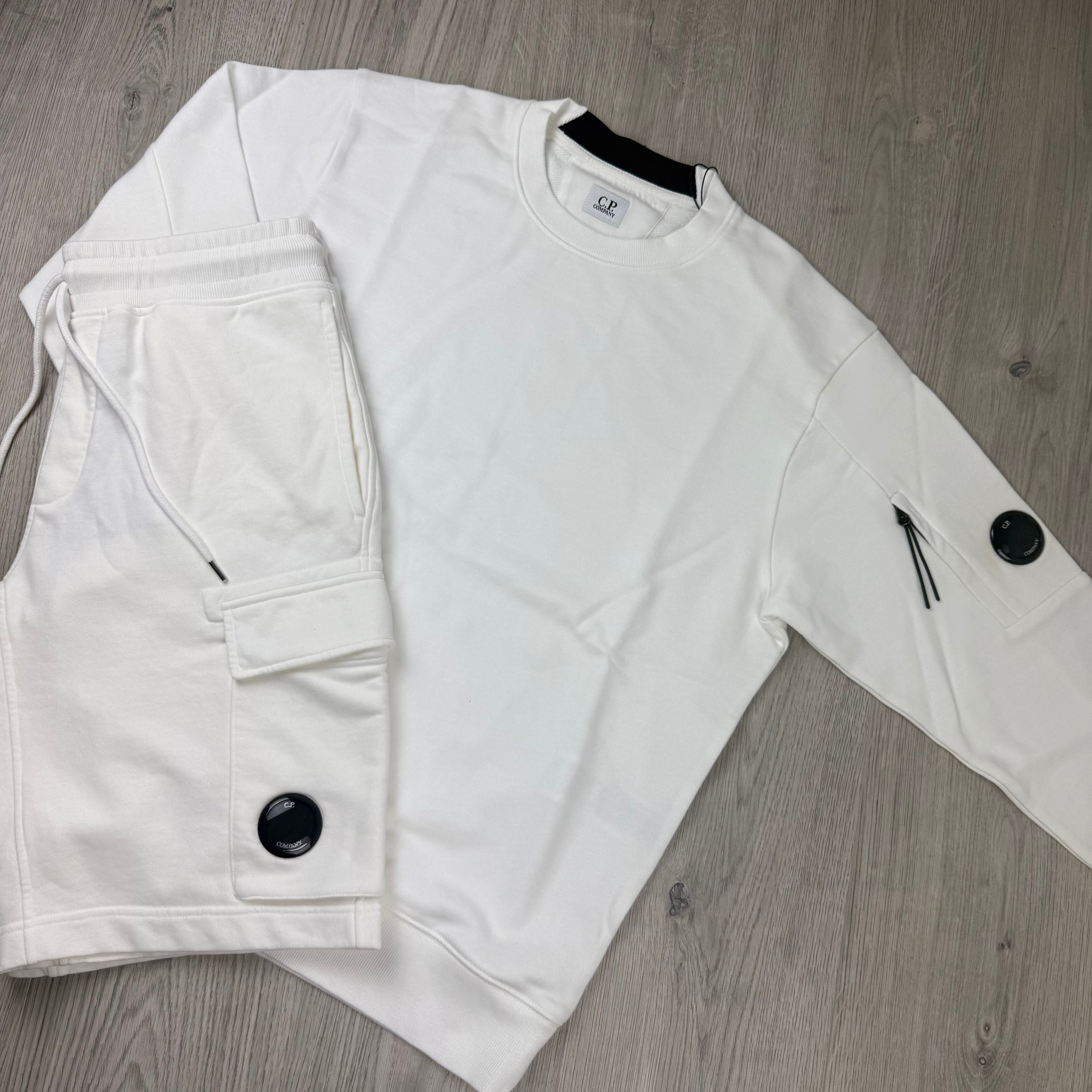 CP Company Raised Fleece Tracksuit - White