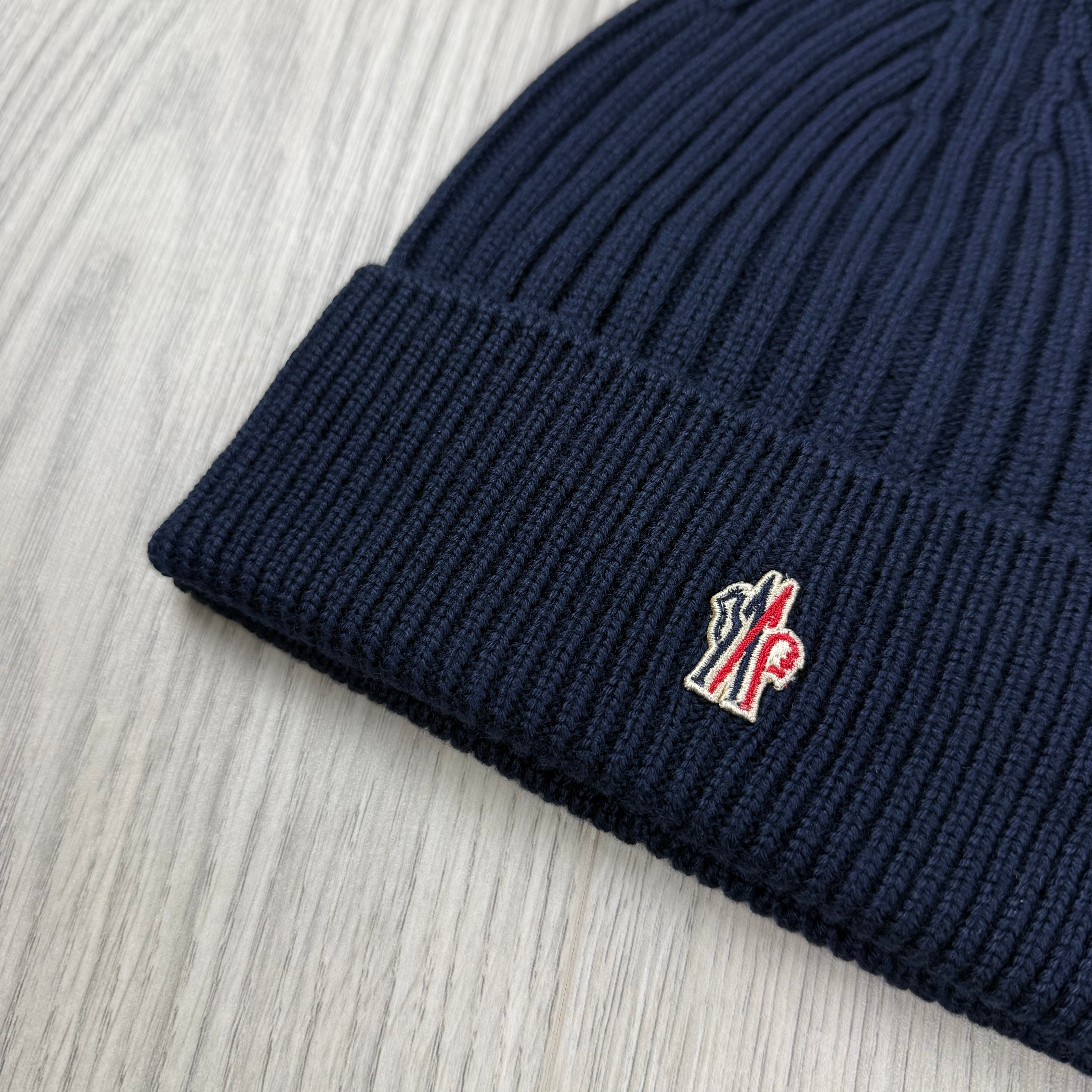 モンクレール ネイビー ビーニー Moncler Grenoble | Men's Wool Beanie | Navy | Outlet Sale