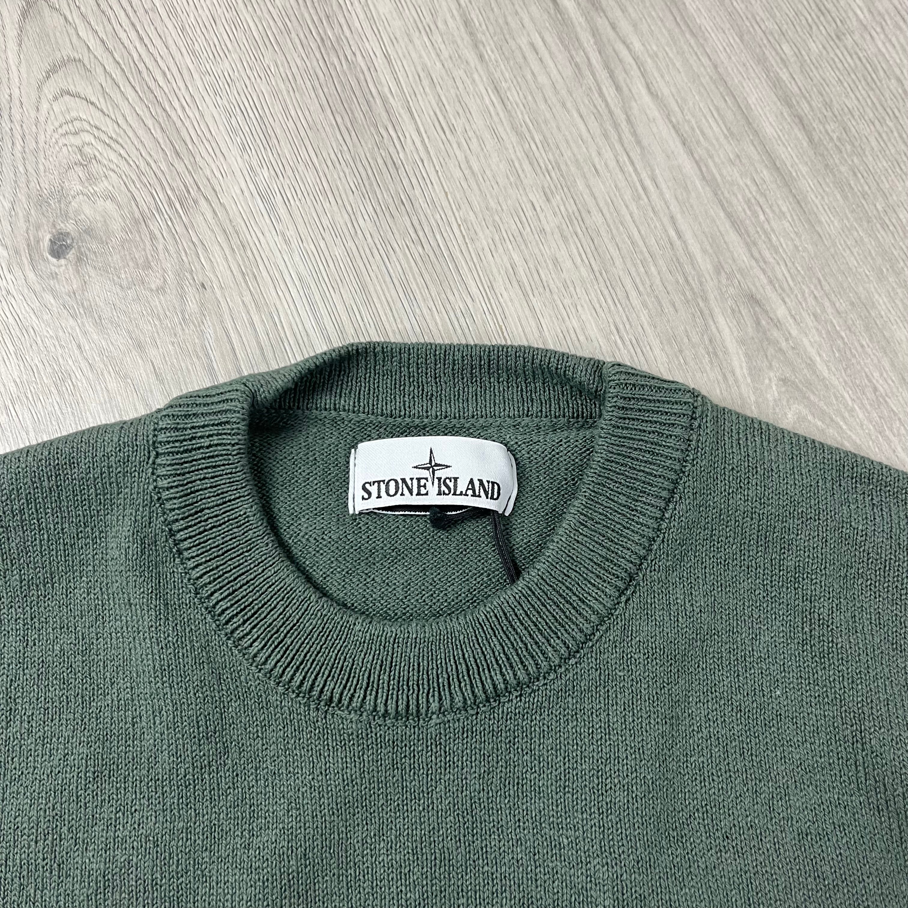 Stone Island knitted sweatshirt in Musk Green. On sale at Open Attire.