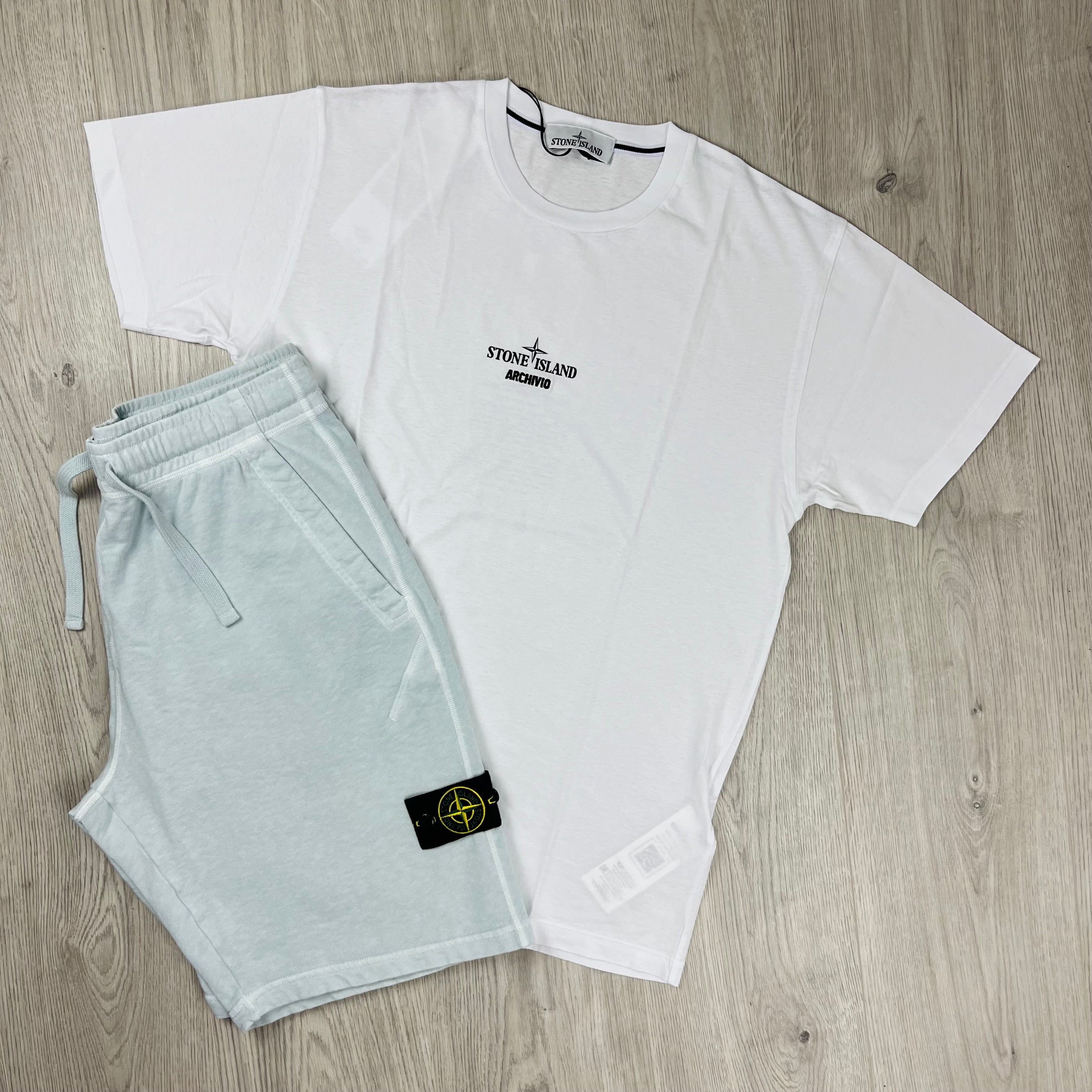Stone Island Set - White/Sky Blue