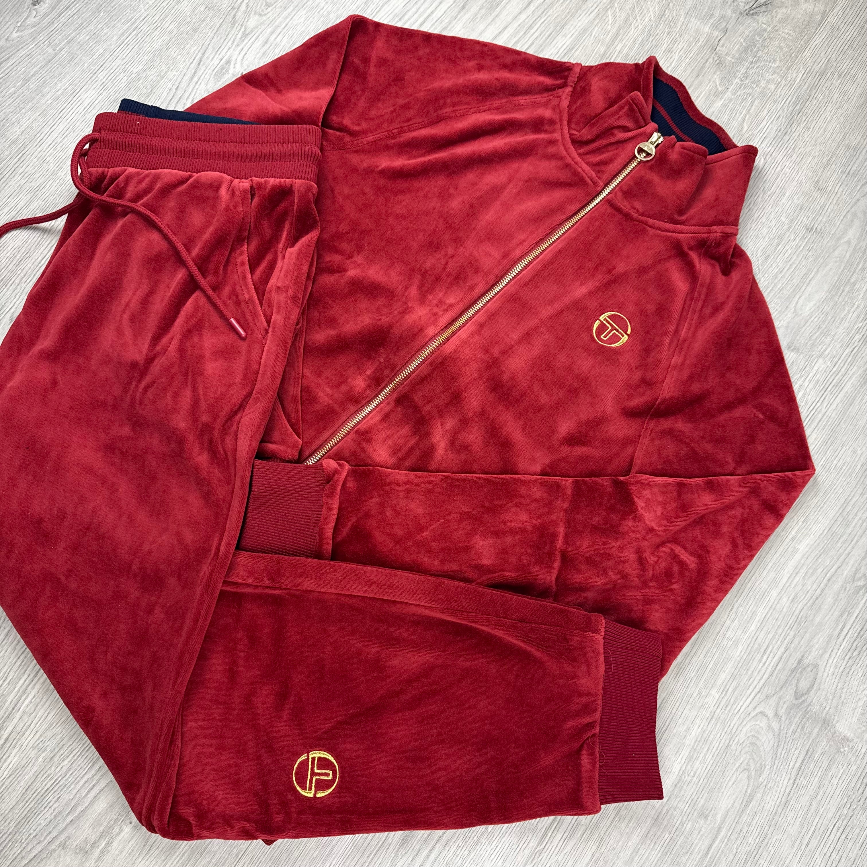 Sergio Tacchini 'Court' Velour Tracksuit - Brick Red