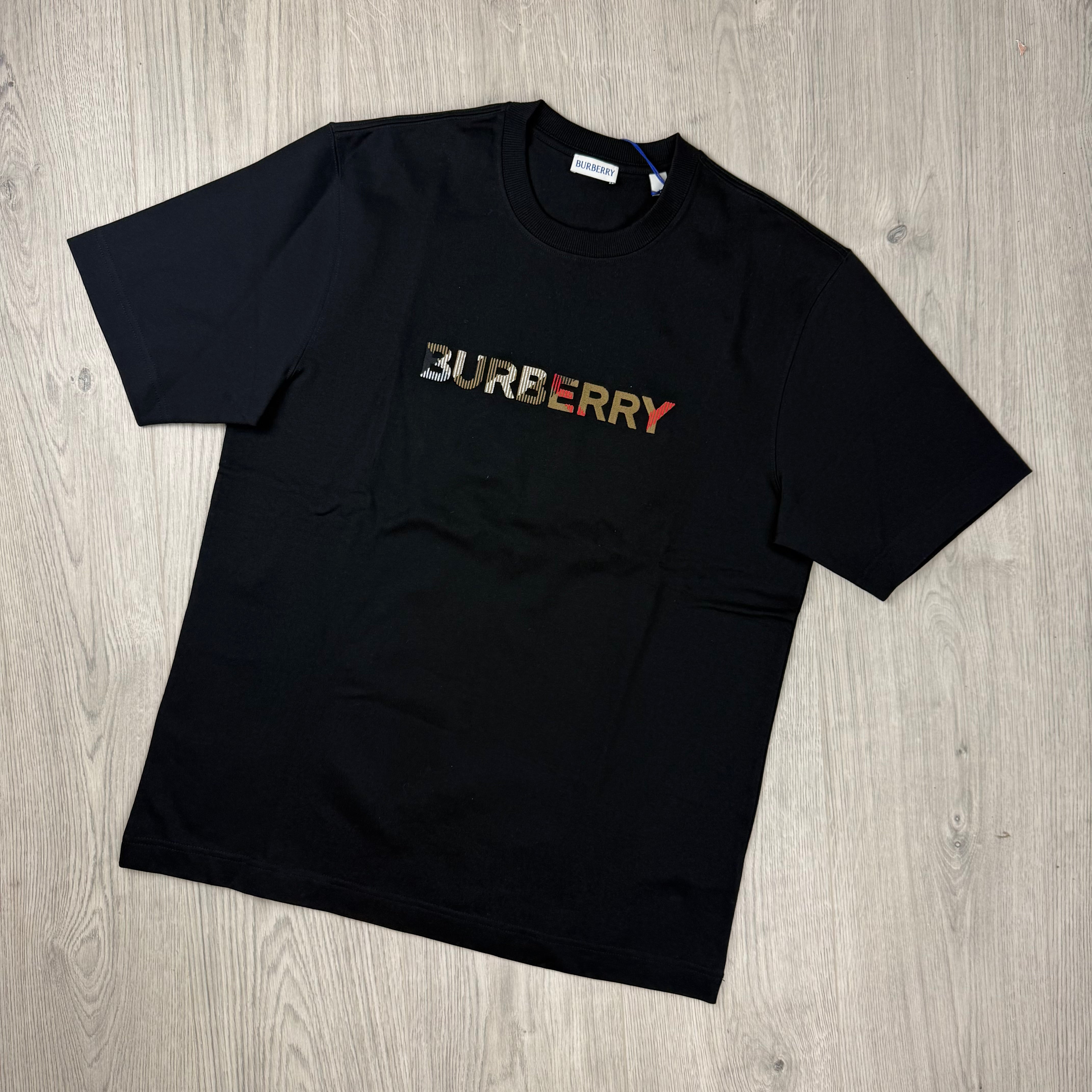 Burberry | Men's 'Ellison Embroidered T-Shirt | Black | Outlet Sale