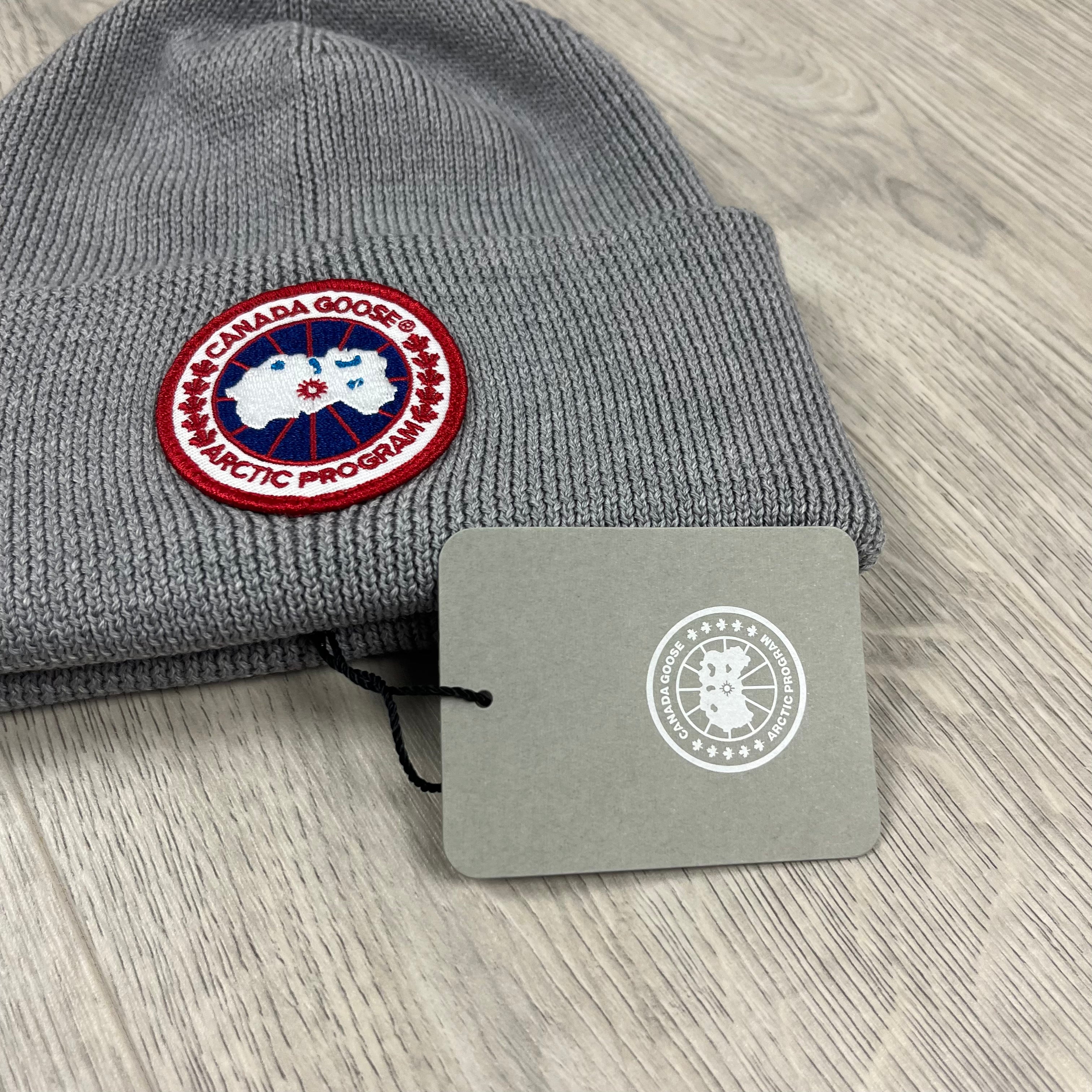 Canada Goose Arctic Toque Beanie in Heather Grey. On sale at Open Attire.