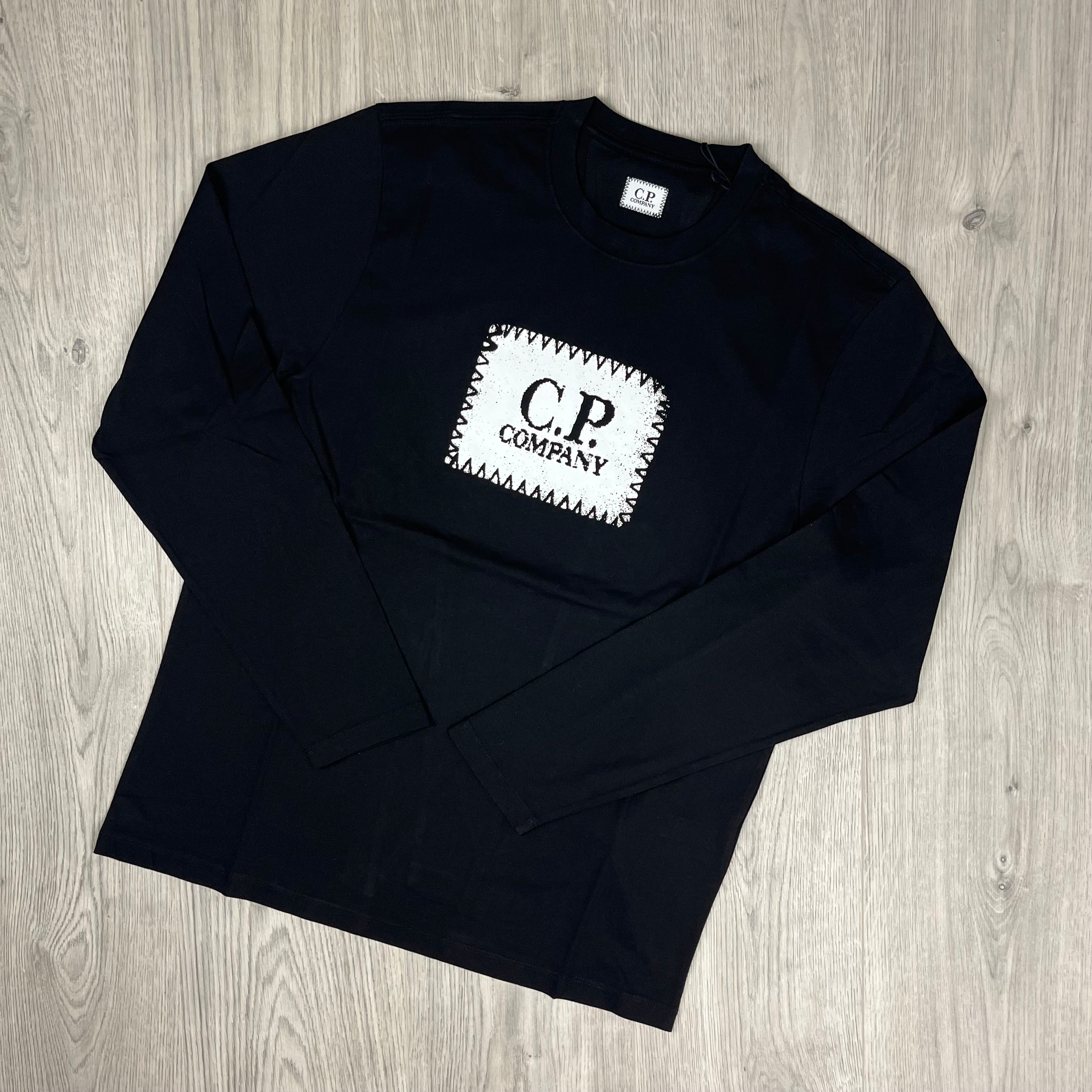 CP Company | Men's Long Sleeve Stamp T-Shirt | Black | Outlet Sale