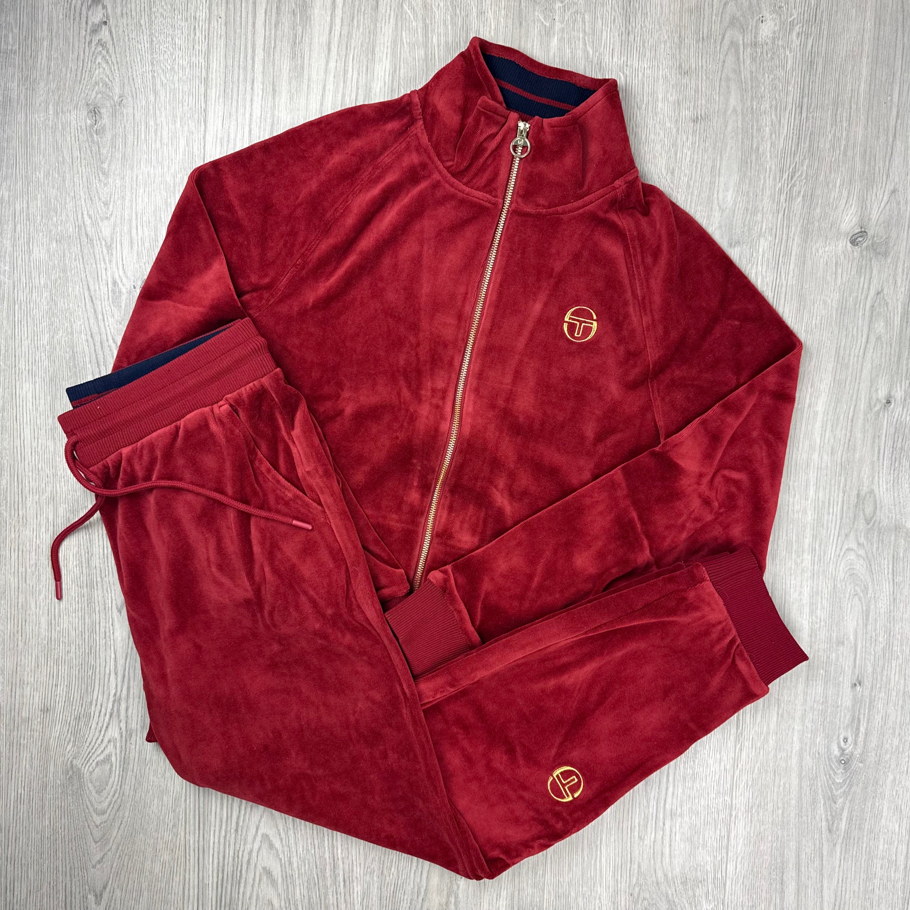 Sergio Tacchini 'Court' Velour Tracksuit - Brick Red