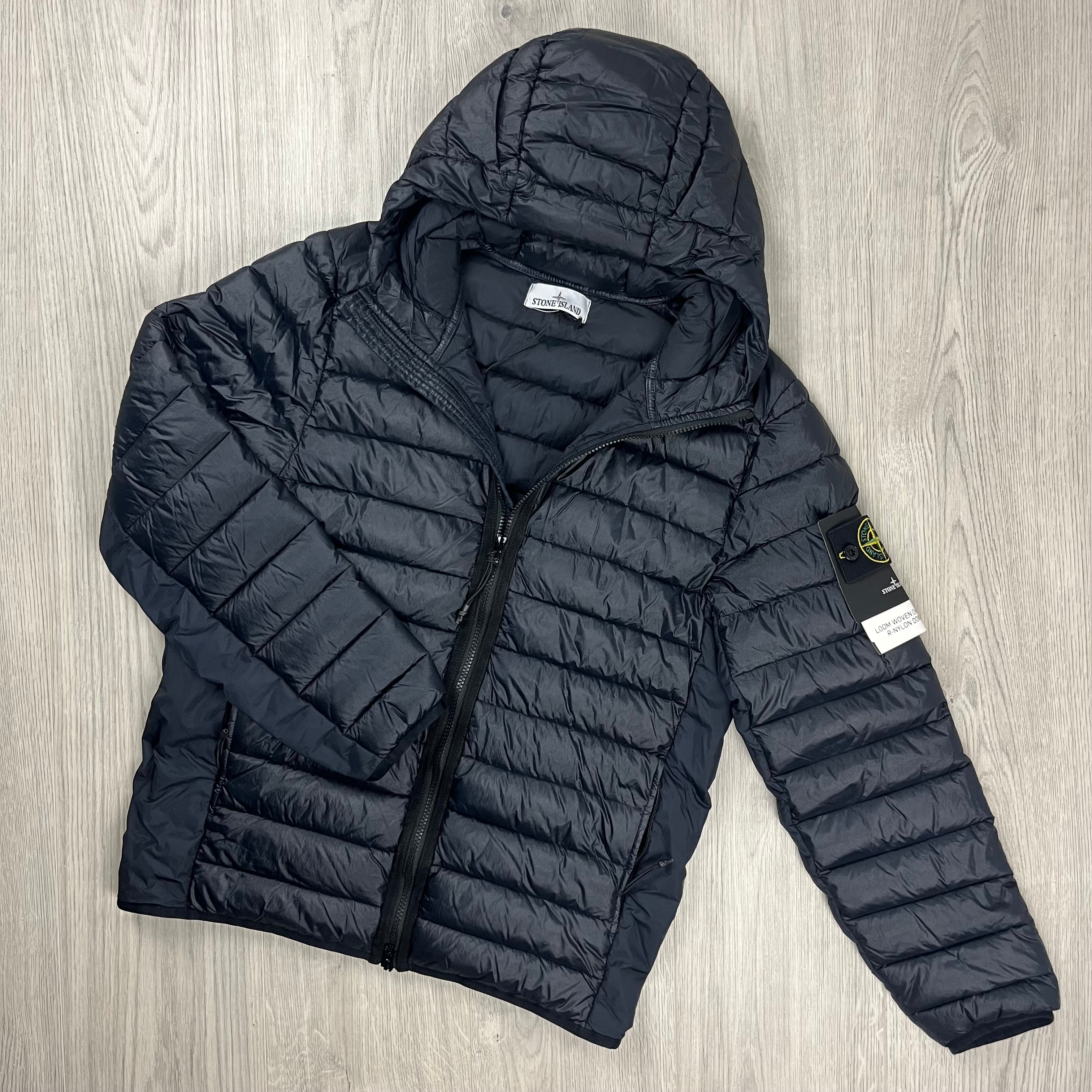 Stone Island Woven Down Jacket Navy S