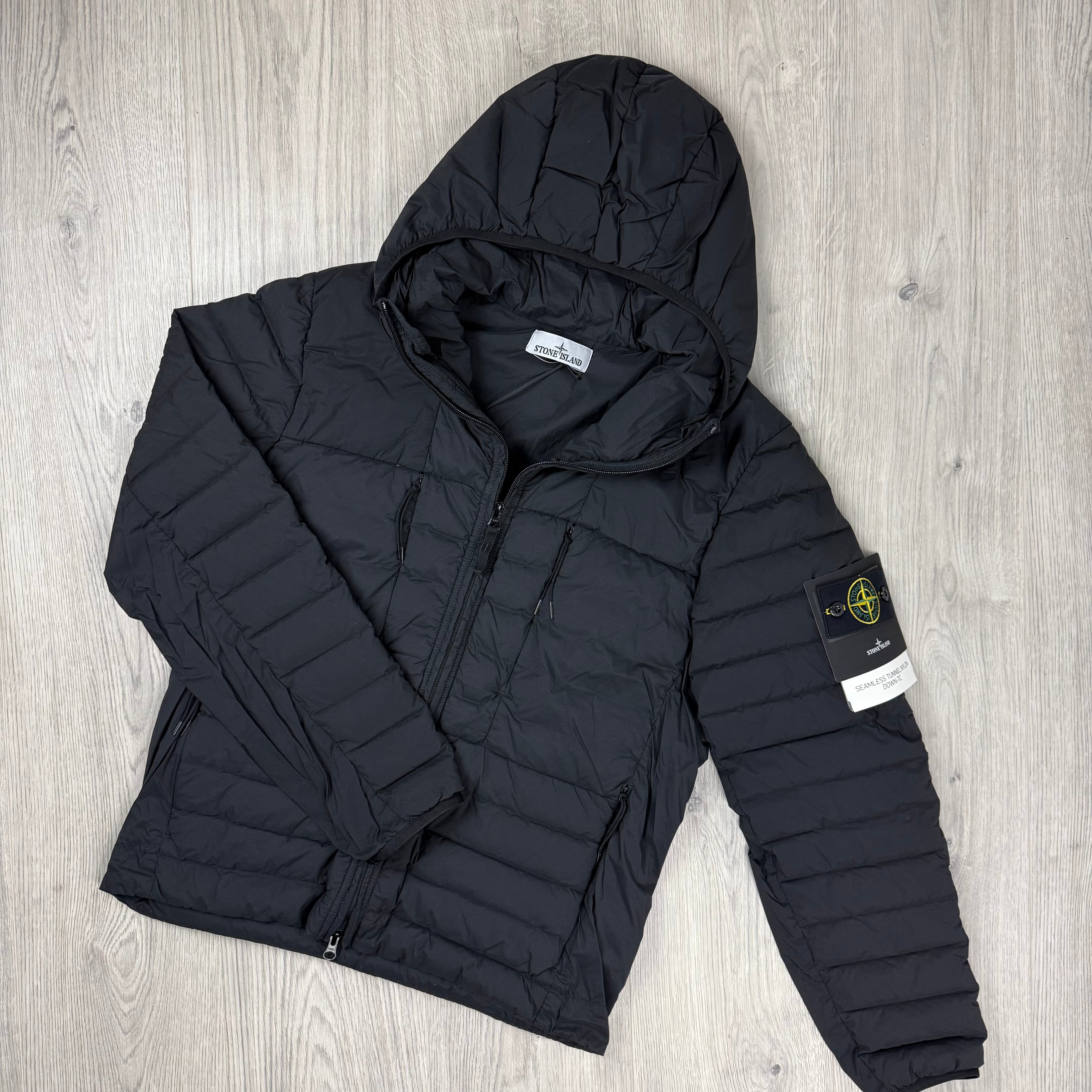Jacket Black Stone Island Woven Down Jacket Loom Woven Jacket