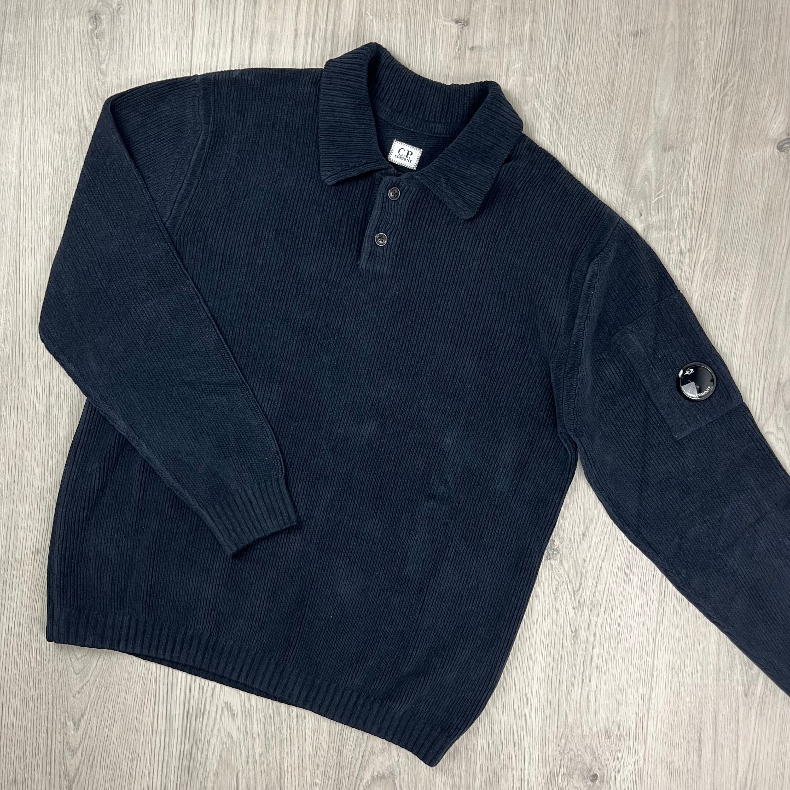 CP Company Knit Polo Shirt - Navy